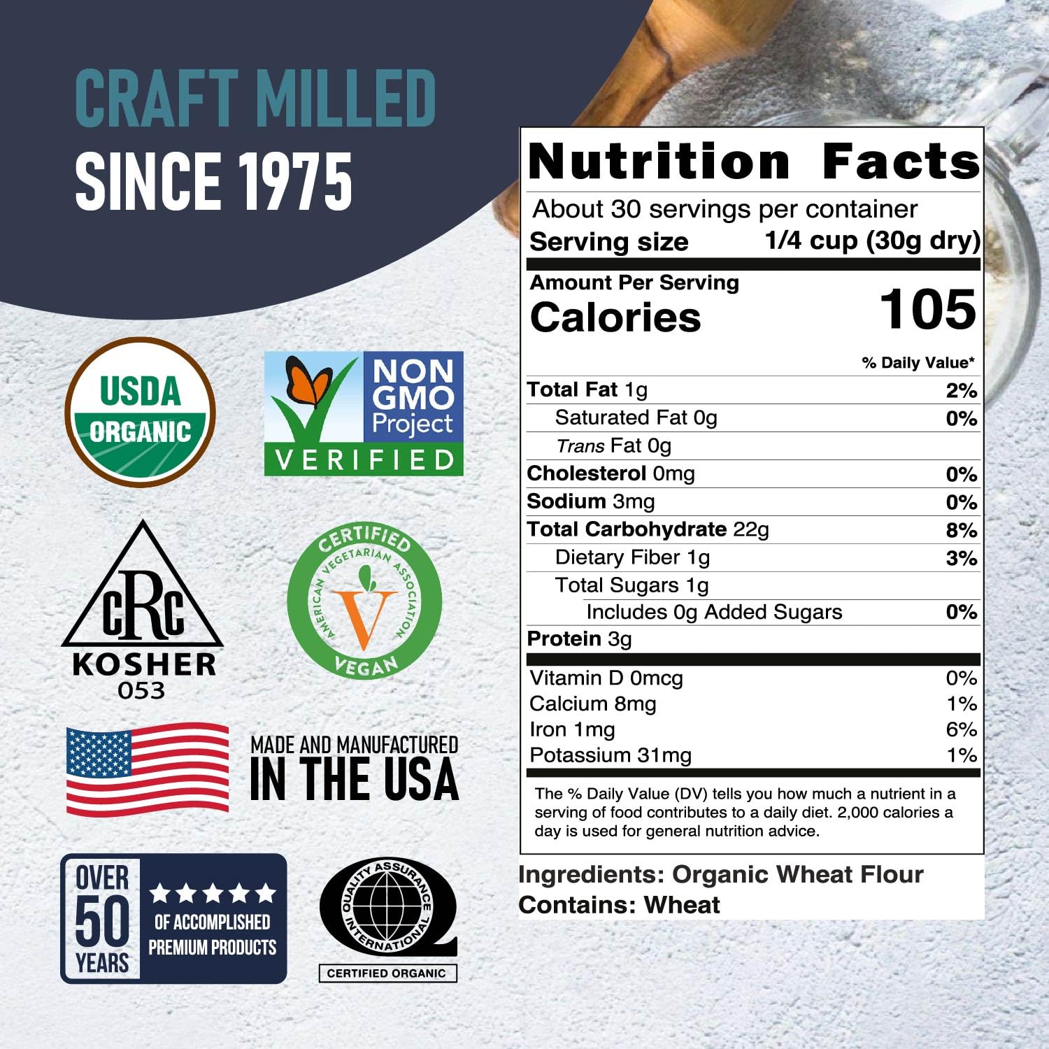 Great River Milling Organic Lily White All Purpose Flour, 25 lb | Organic Lily White All-Purpose Flour for cookies, cakes, muffins, biscuits, breads, pizza dough and pie crust; balanced