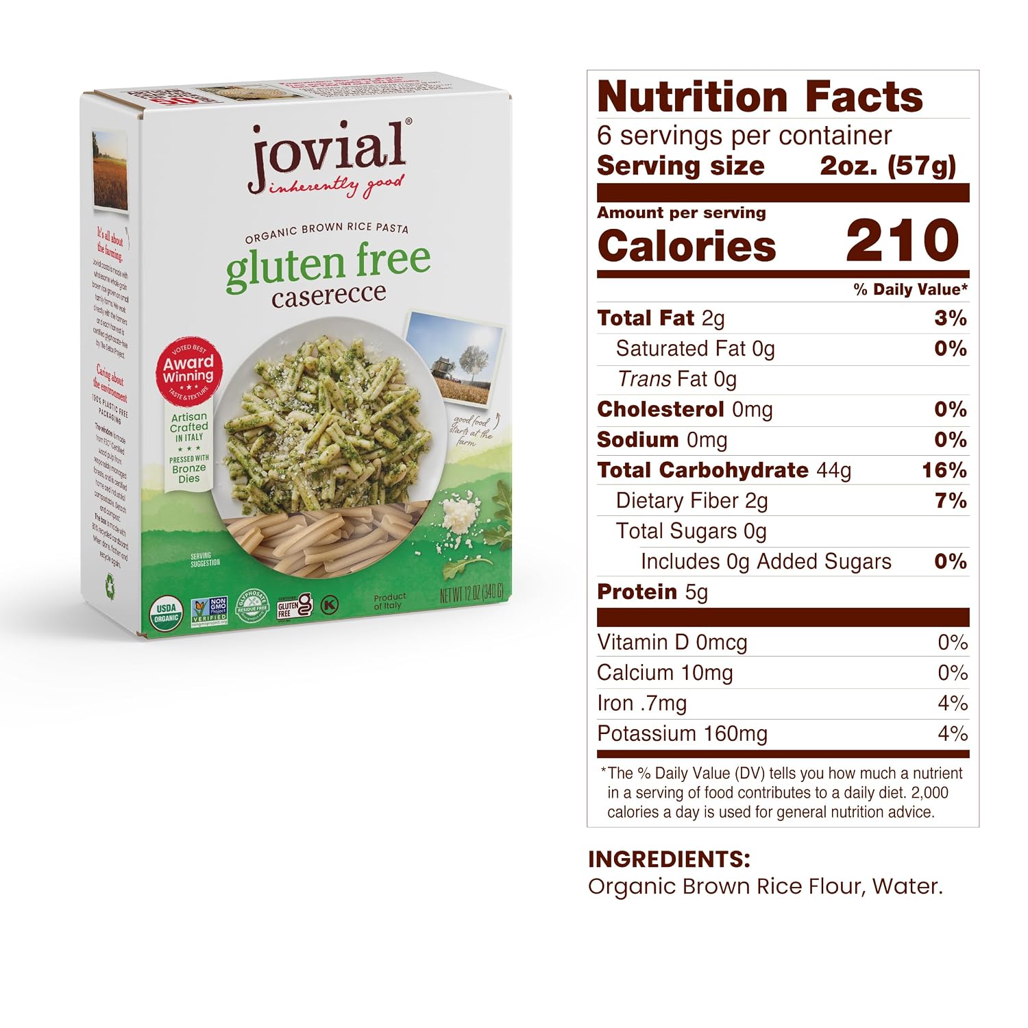 Jovial Brown Rice Farfalle, Penne, & Elbows Pasta - Whole Grain Organic Pasta, Gluten Free, Dairy Free, Made in Italy - 12 Oz, 3 Pack Variety