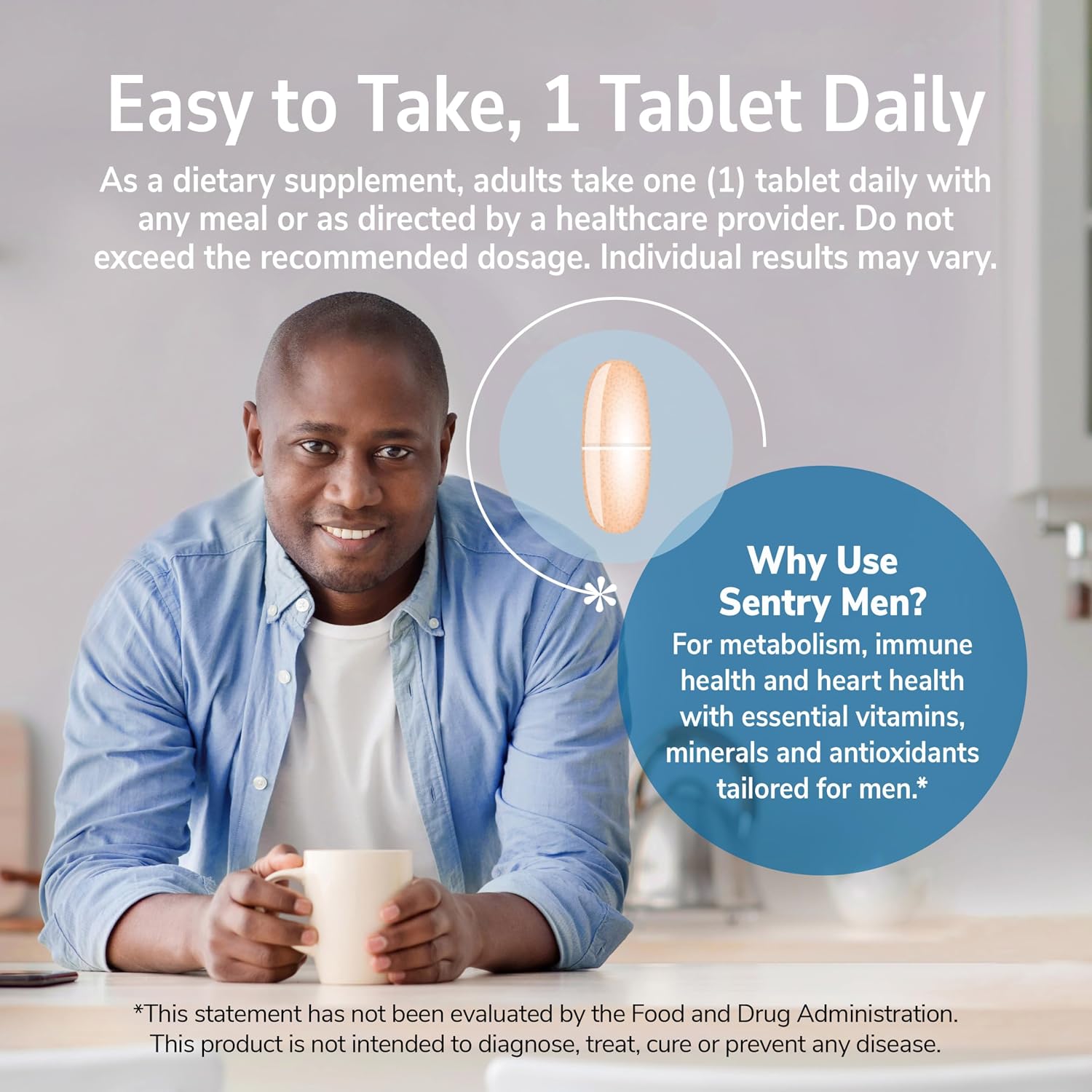 21st Century Sentry Men Multivitamin Tablets, Daily Support, 120 Count | Complete Daily Multivitamin & Multimineral, Compare VS. Centrum® Men