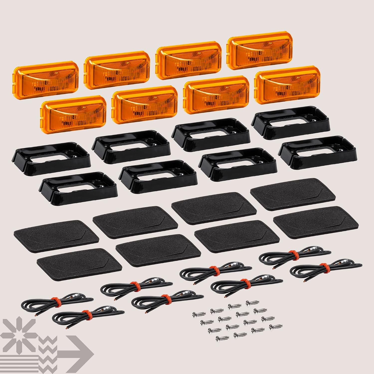 TRUE MODS 2pc 2.5" Amber Rectangle LED Trailer Marker Lights for Truck RV
