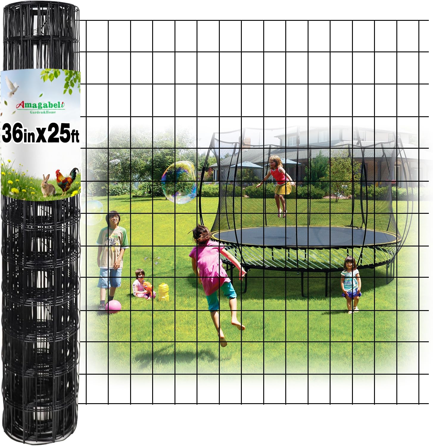 Amagabeli Hardware Cloth 1/2 inch 36 x 100 ft 19 Gauge Chicken Wire Fence Hot-Dipped Galvanized After Welding Welded Wire Fencing Mesh Roll Garden Plant Support Poultry Rabbit Cage Snake Gopher