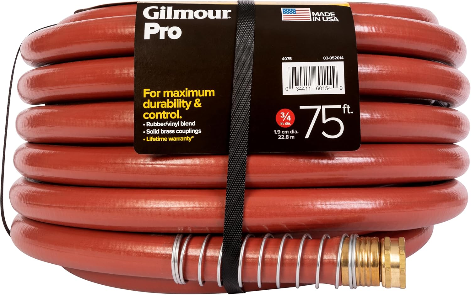 Gilmour Pro Commercial 3/4" x 75' Heavy Duty Water Hose, Durable and Kink Resistant 75 ft Garden Hose | 400 PSI burst strength
