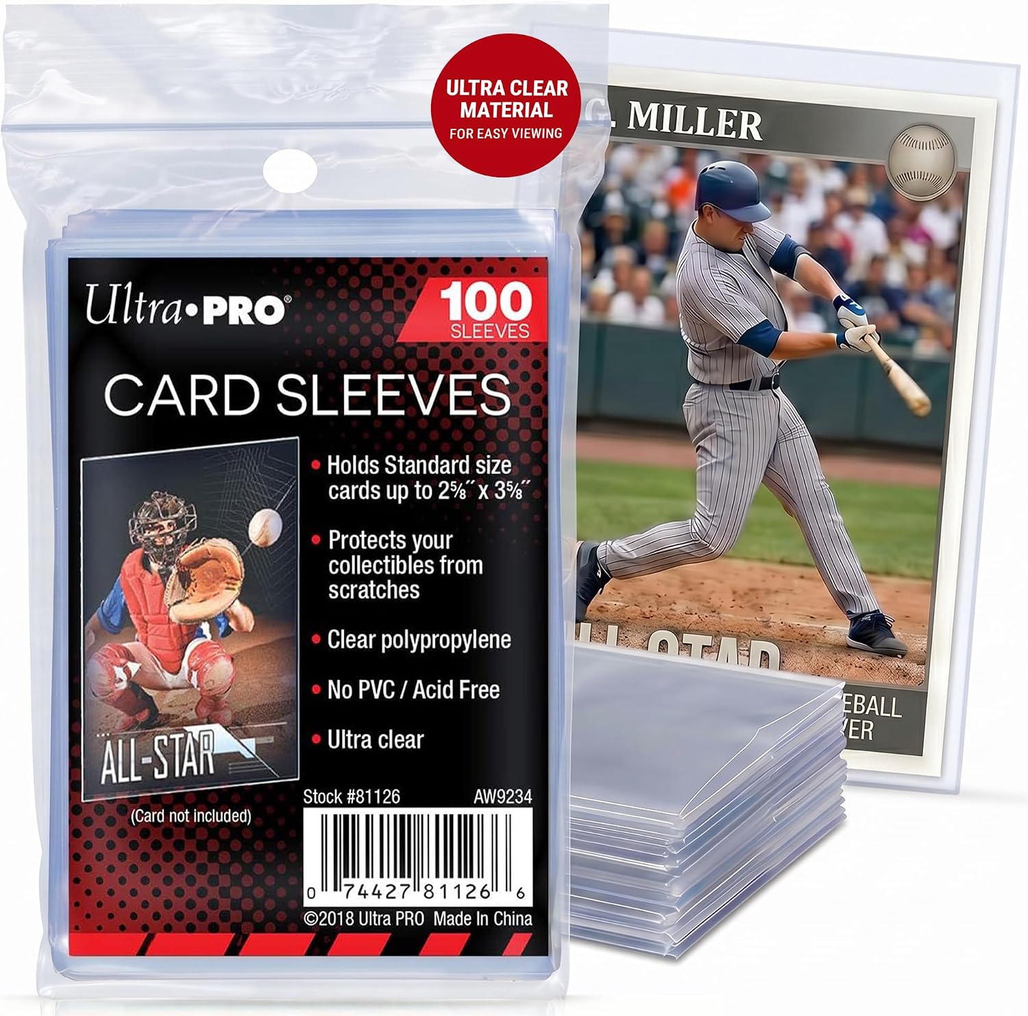 Ultra Pro Soft Card Sleeves 2-5/8" X 3-5/8", Ultra Clear (100Count)