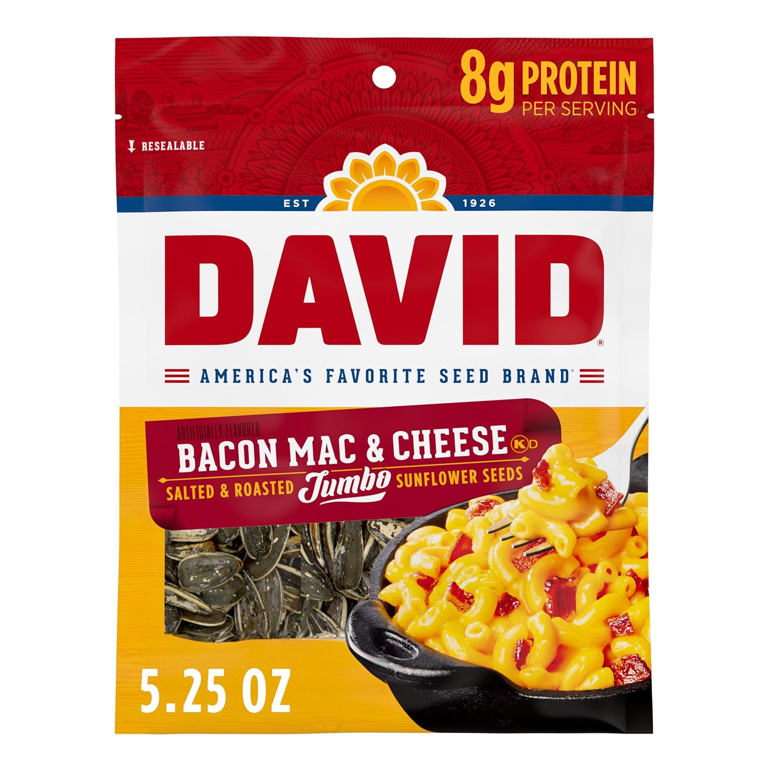 DAVID SEEDS Roasted and Salted Original Jumbo Sunflower Seeds, Keto Friendly, 5.25 Oz, 12 Pack
