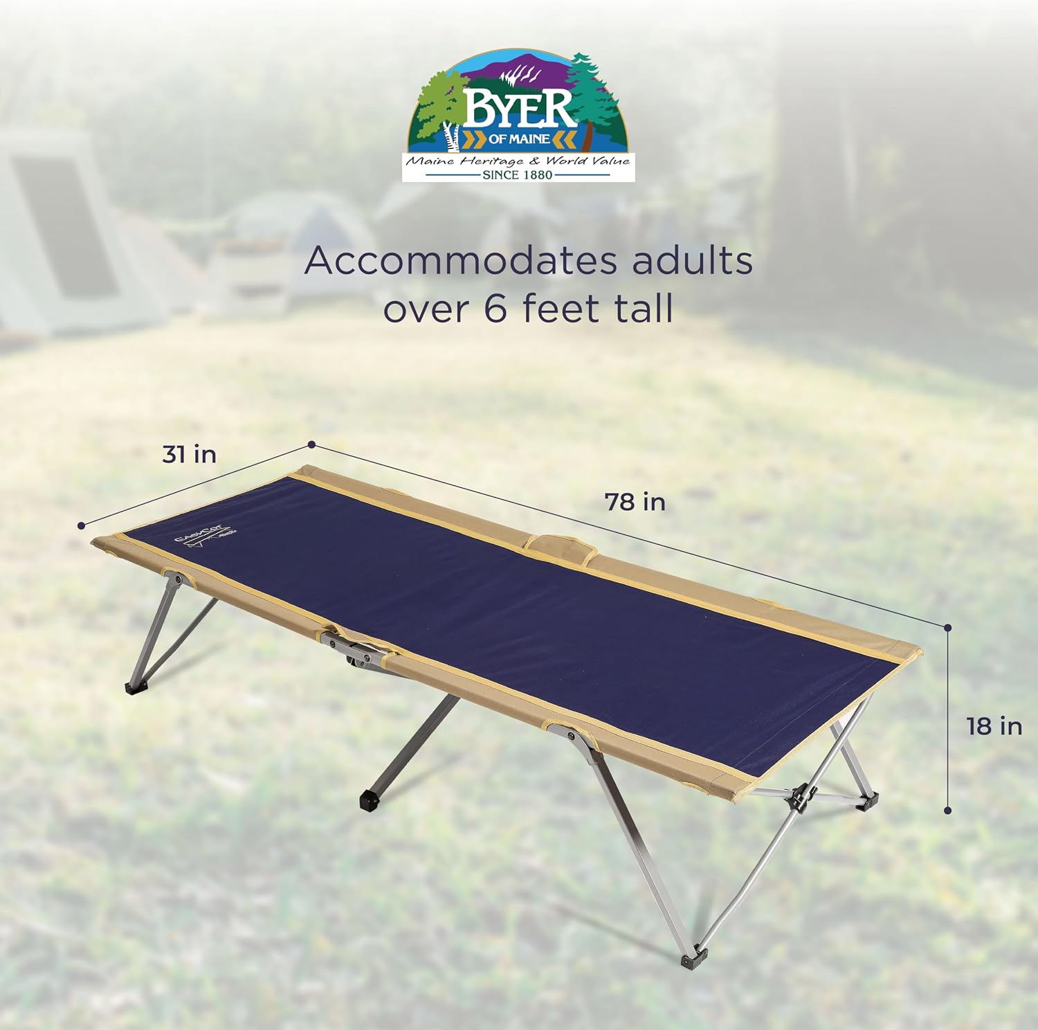 Easy Cot, 330 lb, Extra Large Folding Cot, Bed for Adults | Heavy Duty for Indoor and Outdoor Use, 78”L X 31”W X 18”H, Capacity