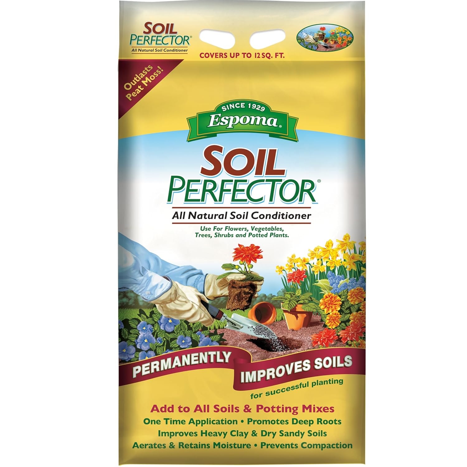 Espoma Soil Perfector Permanently Improves All Soils. A Simple One Time Application Prevents Compaction and Promotes Plant Root Growth. 30 lb. Bag.