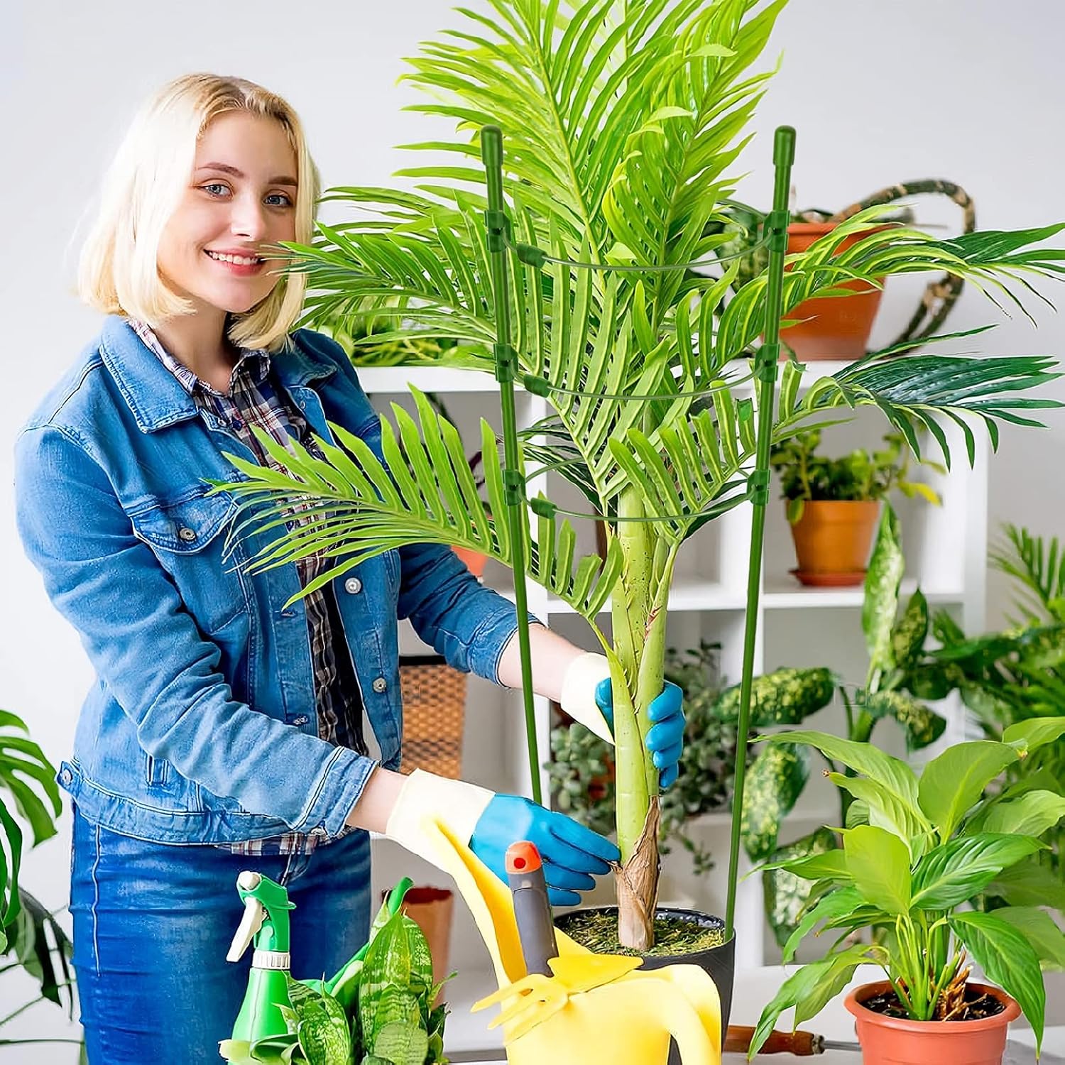Legigo 3 Packs Plant Support Cages Tomato Cage for Garden- 18 Inch Adjustable Garden Cucumber Trellis Plant Stakes