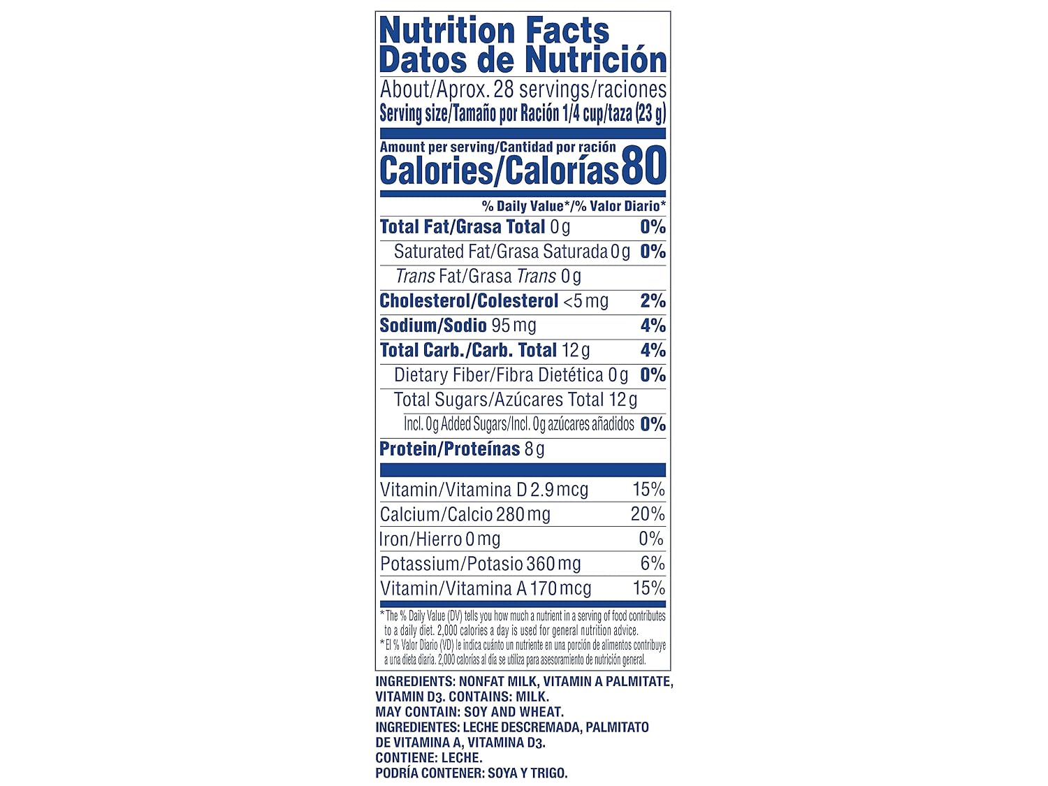 Carnation® Instant Nonfat Dry Milk, Unsweetened, 22.75 oz Canister, (Pack of 4)