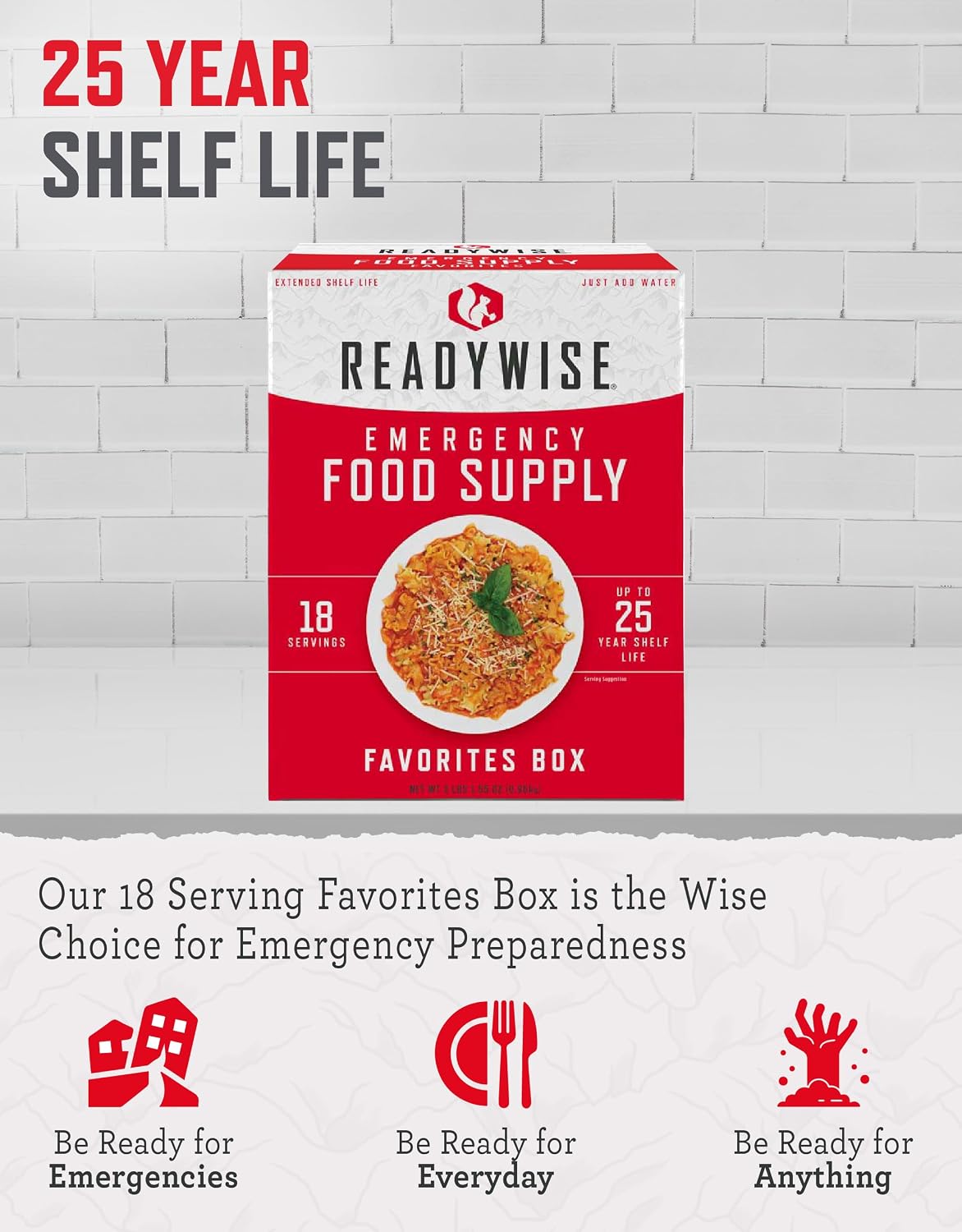 ReadyWise Emergency Food Supply - 18 Servings Favorites Box, Survival Food Kit with Freeze Dried Prepper Food & Dehydrated Meals
