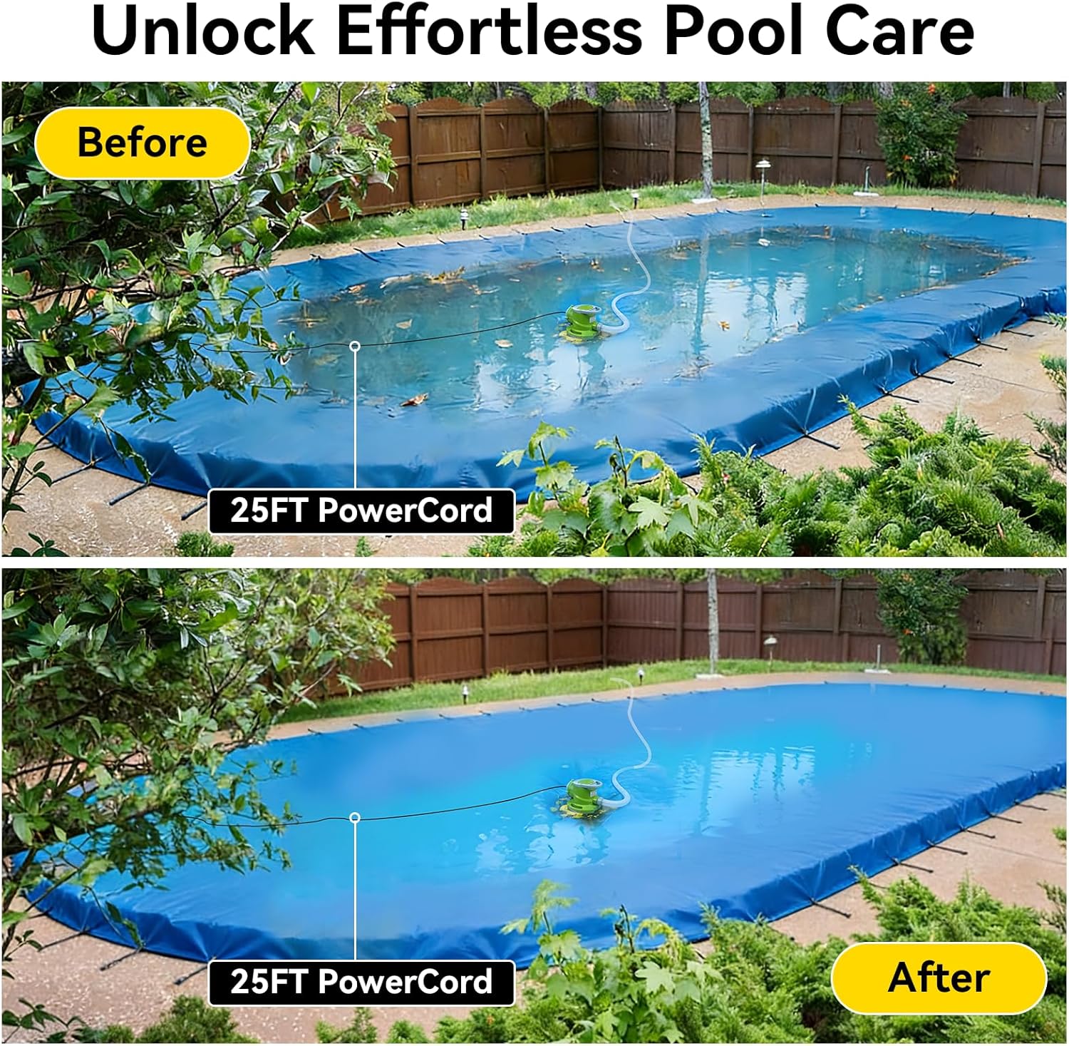 1/4 HP Automatic Swimming Pool Cover Pump, Submersible Sump Pump | 1800 GPH 25FT Head Submersible Sump Pump with 3/4” Check Valve Adapter