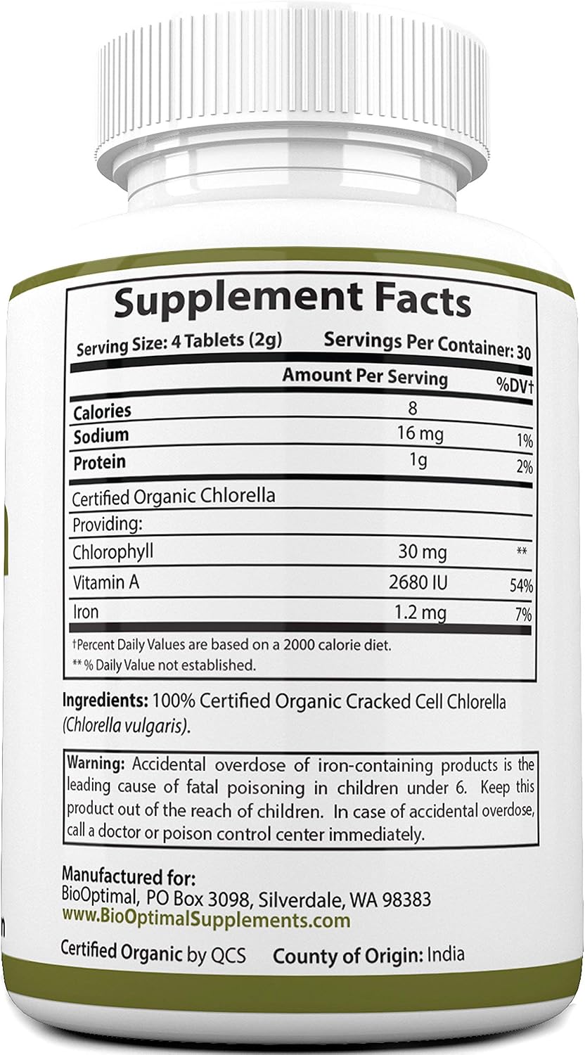 BioOptimal Chlorella Spirulina - Bundle - Organic Chorella Tablets & Organic Spirulina Tablets, 120 Count Each
