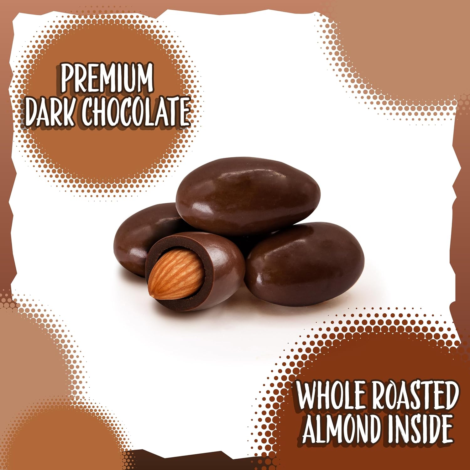 Dark Chocolate Covered Almonds, Classic Chocolate Covered Nuts, 2 Lb Bag