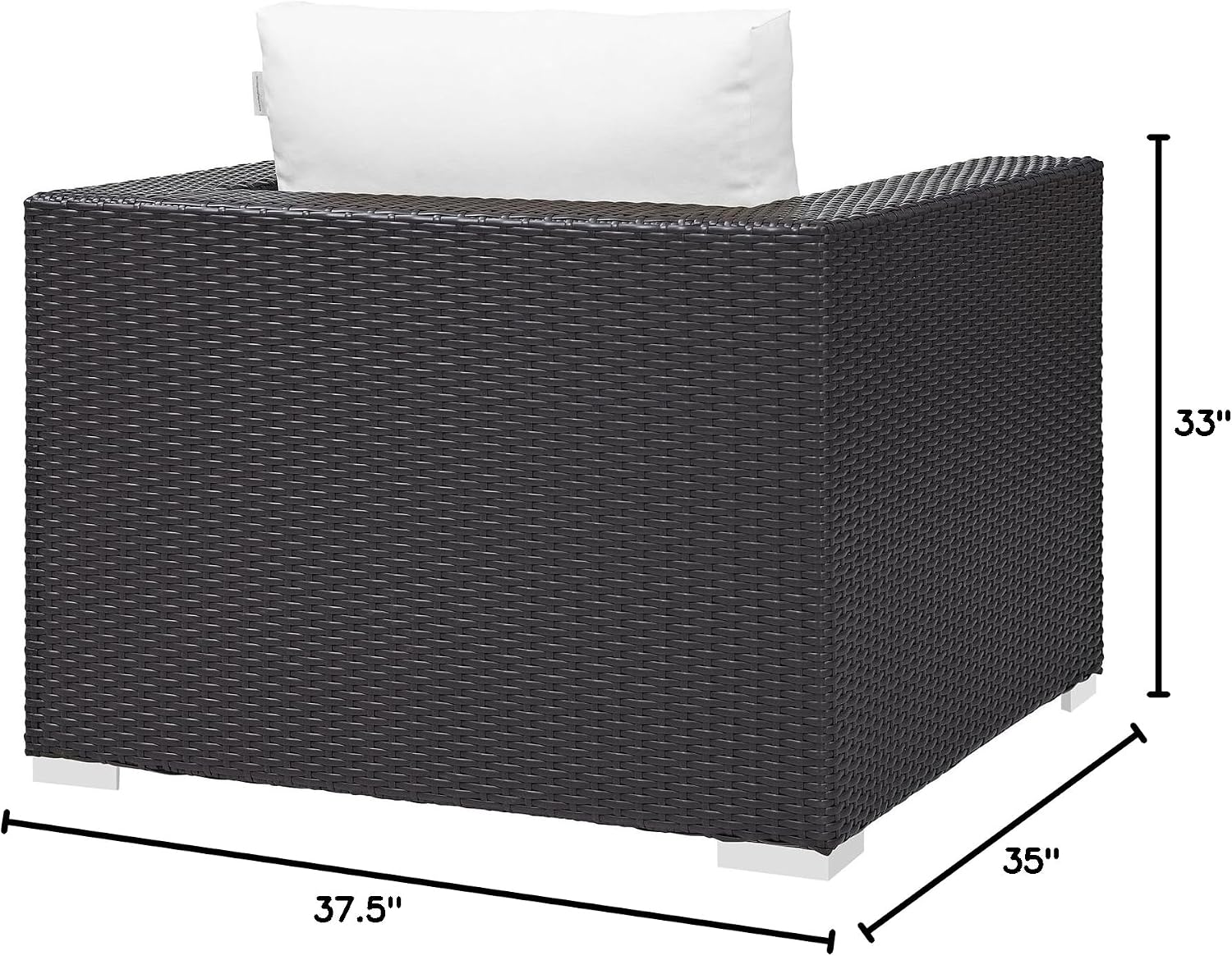 Modway Convene Wicker Rattan Outdoor Patio Loveseat in Espresso White