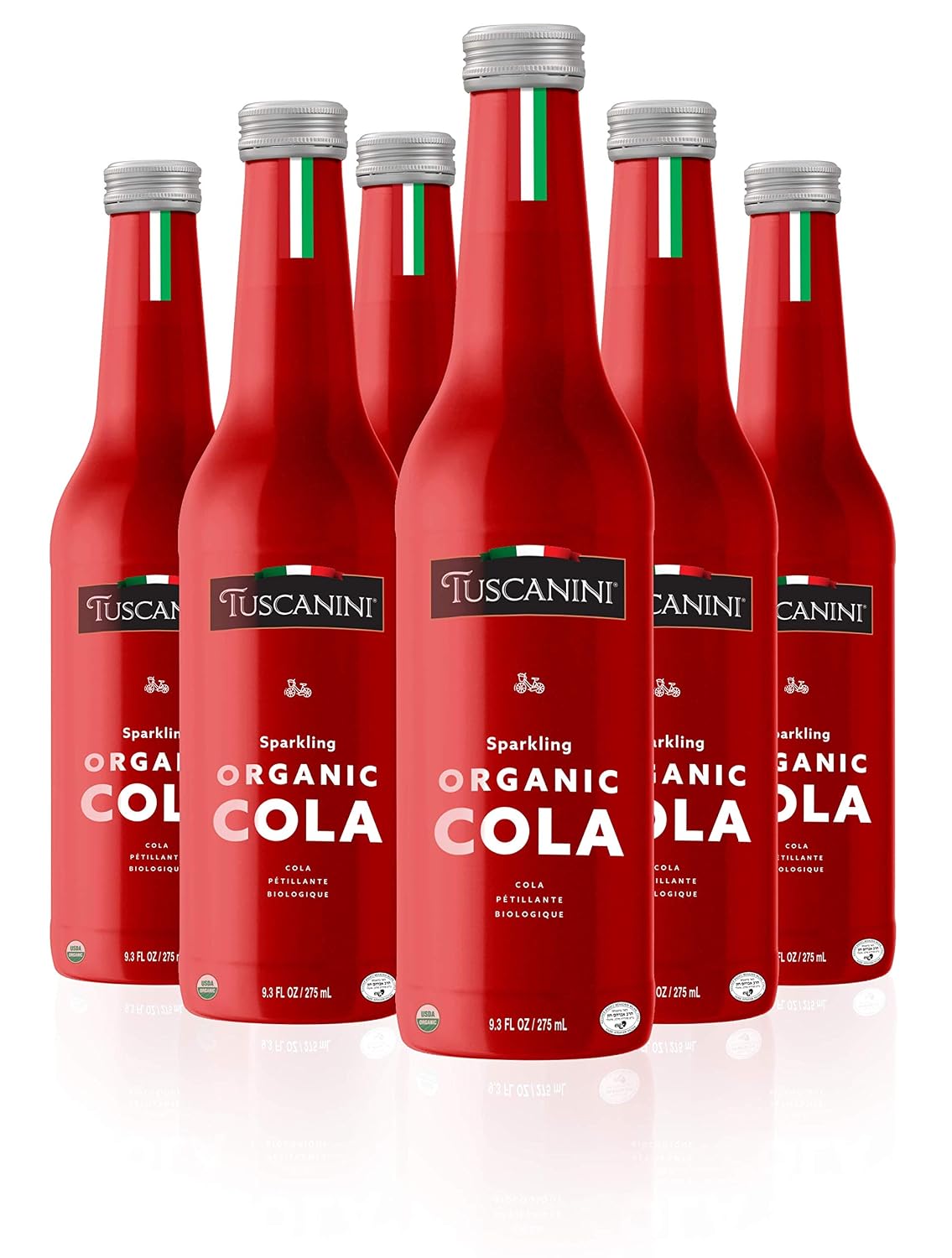 Tuscanini Authentic Organic Cola Soda 9.3oz (6 Pack) Naturally Caffeine Free, Elegant Glass Bottle, Great Tasting, Chemical Free