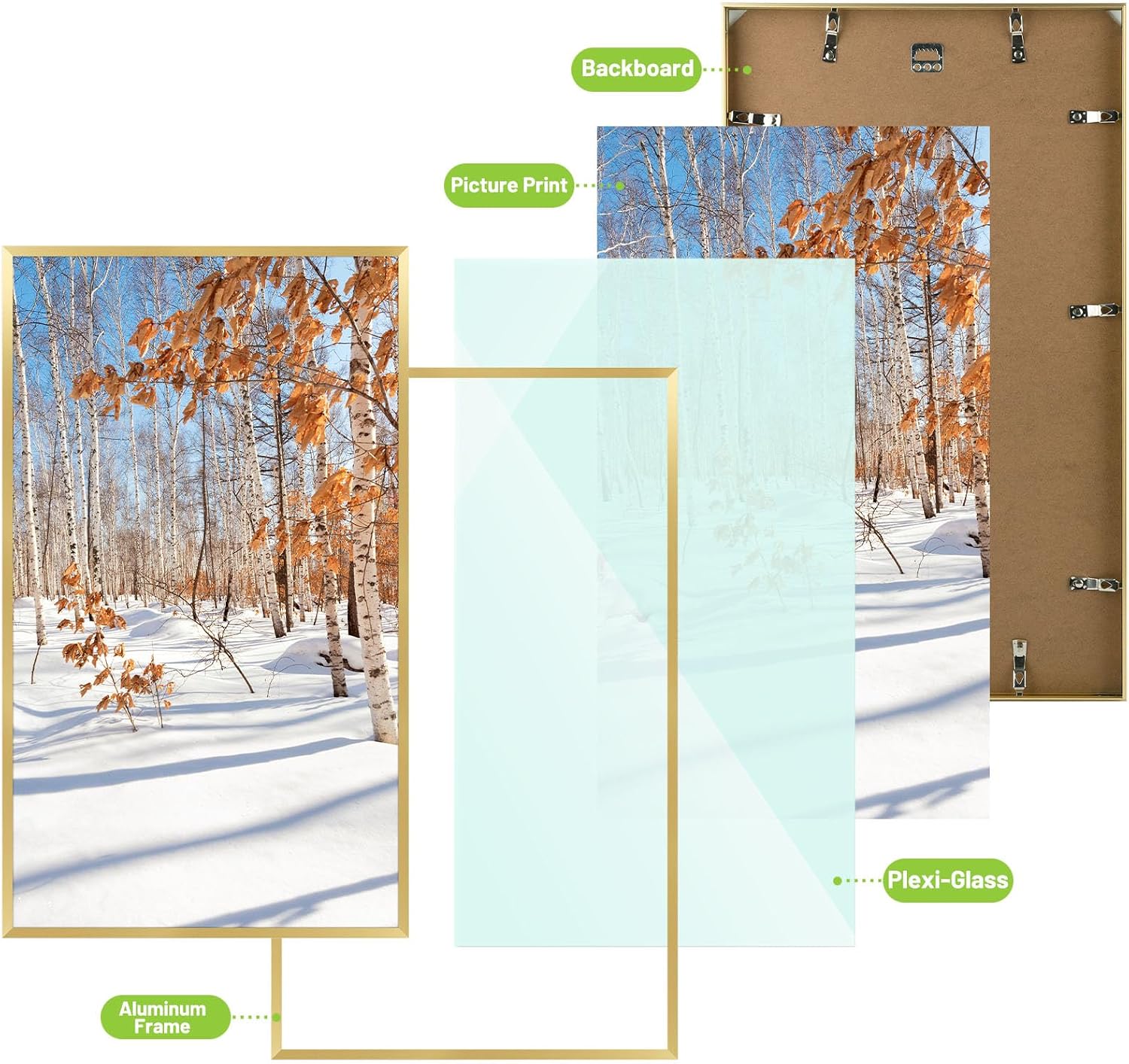 Golden State Art 3 Pack 12x12 Black Aluminum Frames, Real Glass Fronts