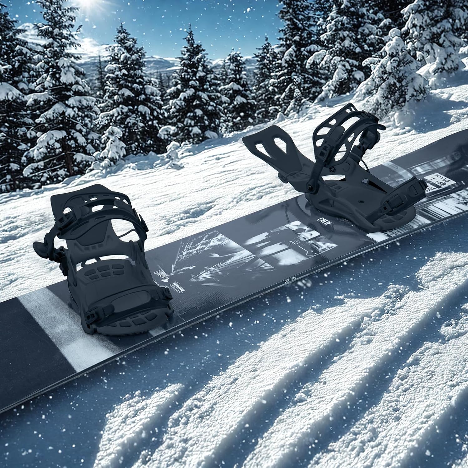 XCMAN Rear Step in Style Snowboard Bindings Lightweight Rear Entry All-Mountain Bindings for Men Women Easy in and Out