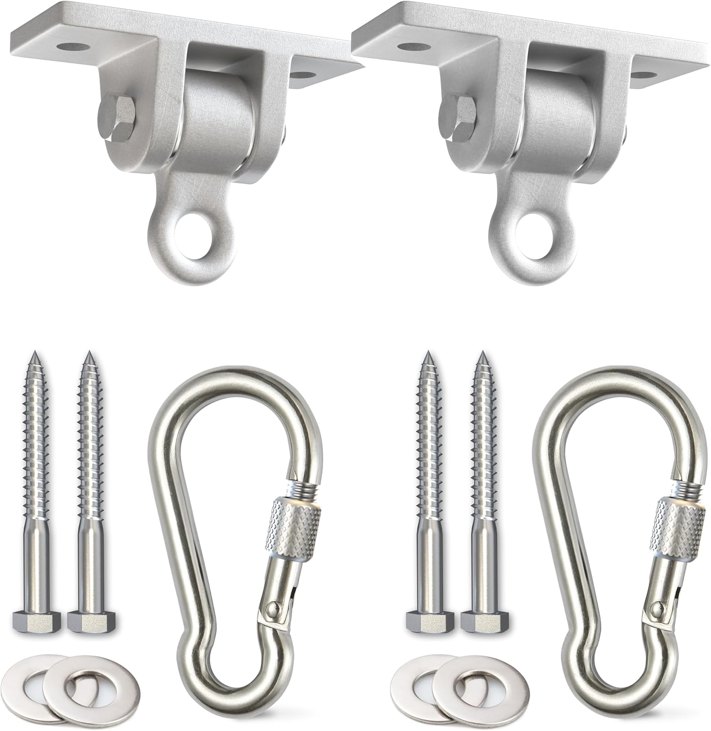 Jungle Gym Kingdom Swing Set Hangers - 2 Heavy Duty Brackets with Locking Snap Hooks for Porch, Patio