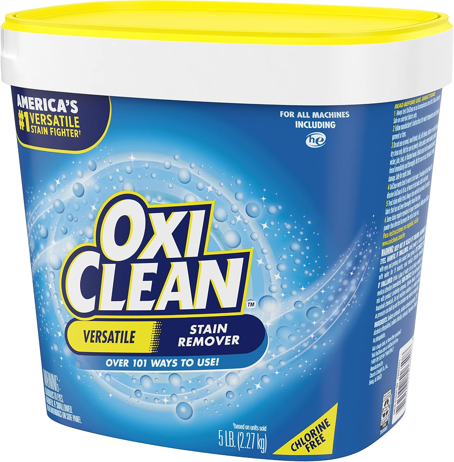 OxiClean Versatile Stain Remover Powder, 5 lb | 101+ Household Uses, Tough Stain Removal, Laundry Booster, Multi-Surface Cleaning, Color Safe, Chlorine Free
