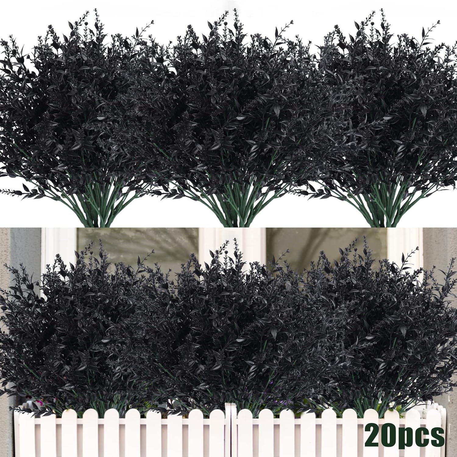 RECUTMS Artificial Greenery Lavender Fake Shrubs Flowers 8 Pcs UV Resistant