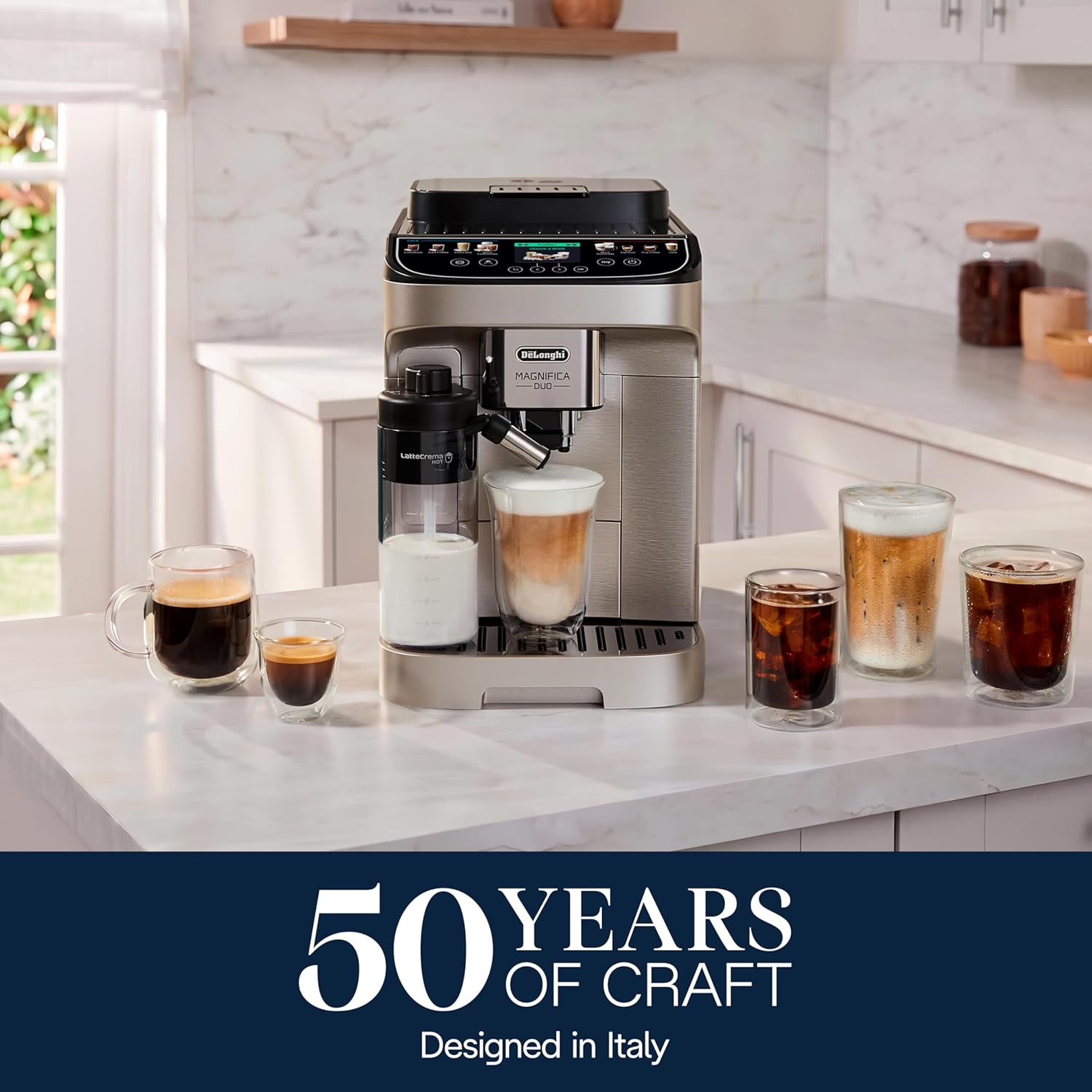 De'Longhi Magnifica Duo Automatic Espresso Machine, Milk Frother, Silver | #1 Worldwide Espresso Machine Maker, 20 One-Touch Recipes