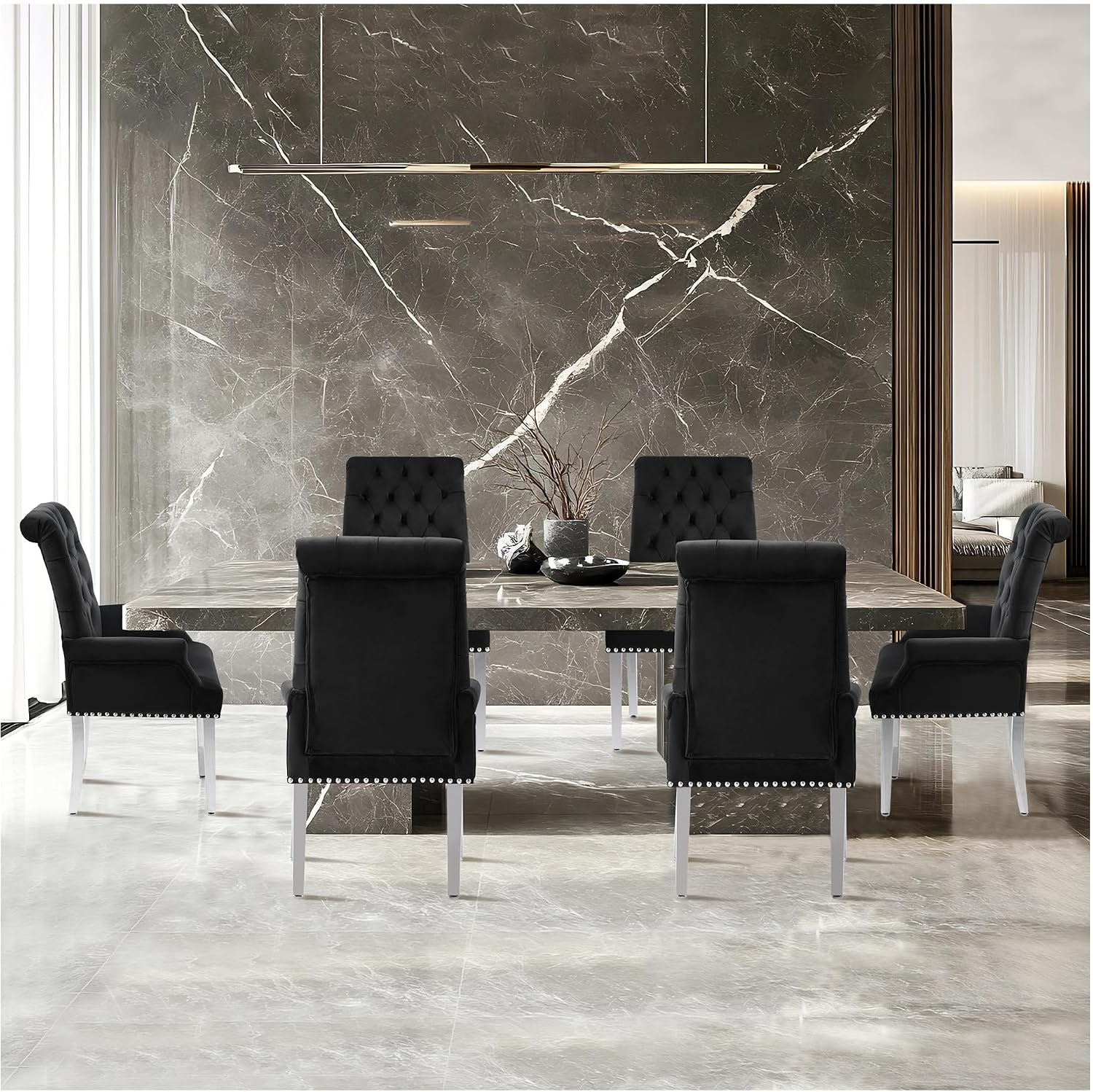 adochr Dining Chairs with Arms,Linen High Back Dining Room Chairs, Beige