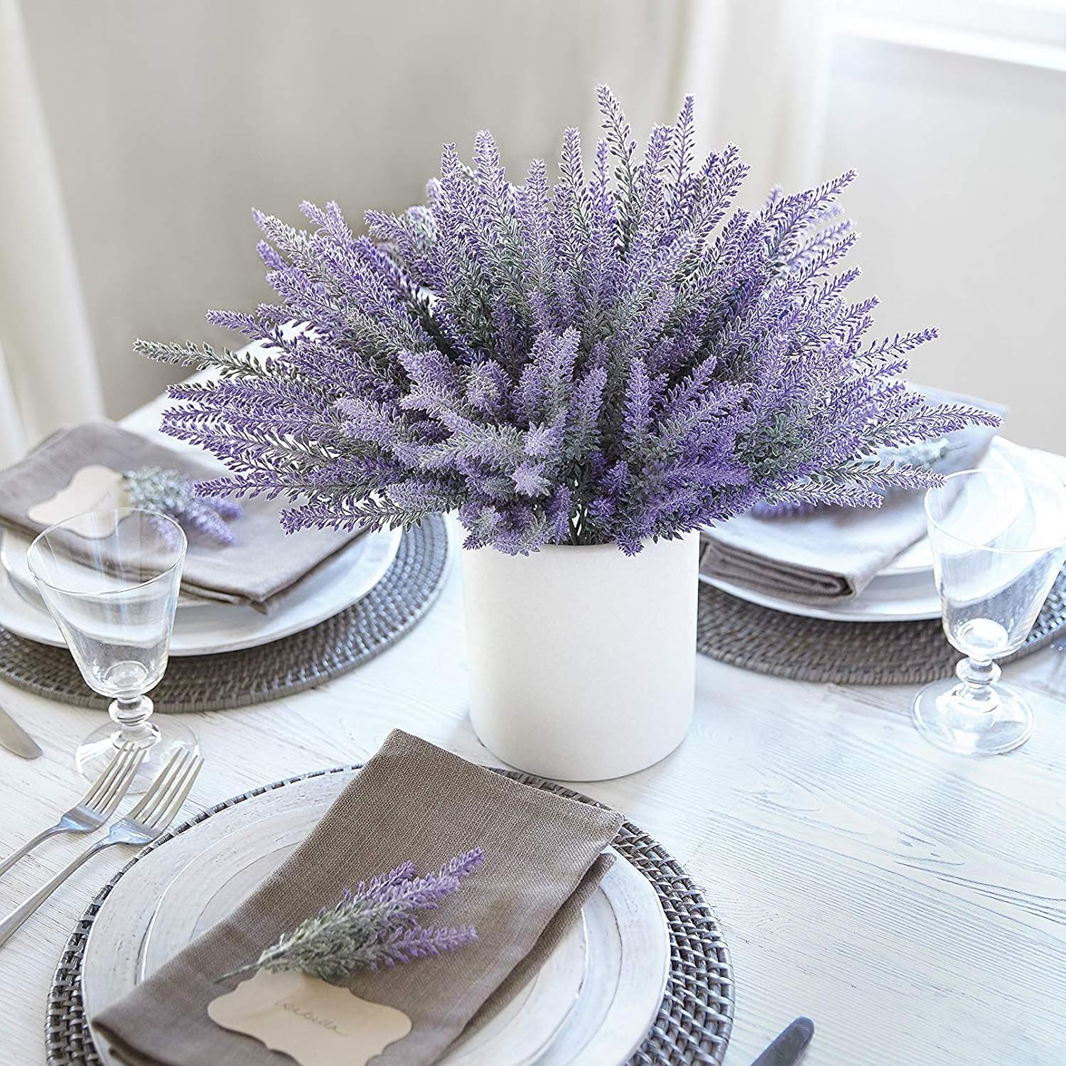 10 Bundles Fake Flowers Artificial Lavender Plants, Purple