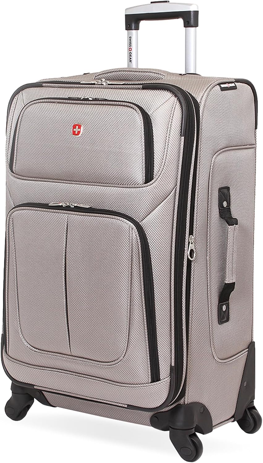 SWISSGEAR Sion Carry-On Spinner Luggage, Softside Expandable, Lightweight Suitcase, Dark Grey, 22.75-Inch