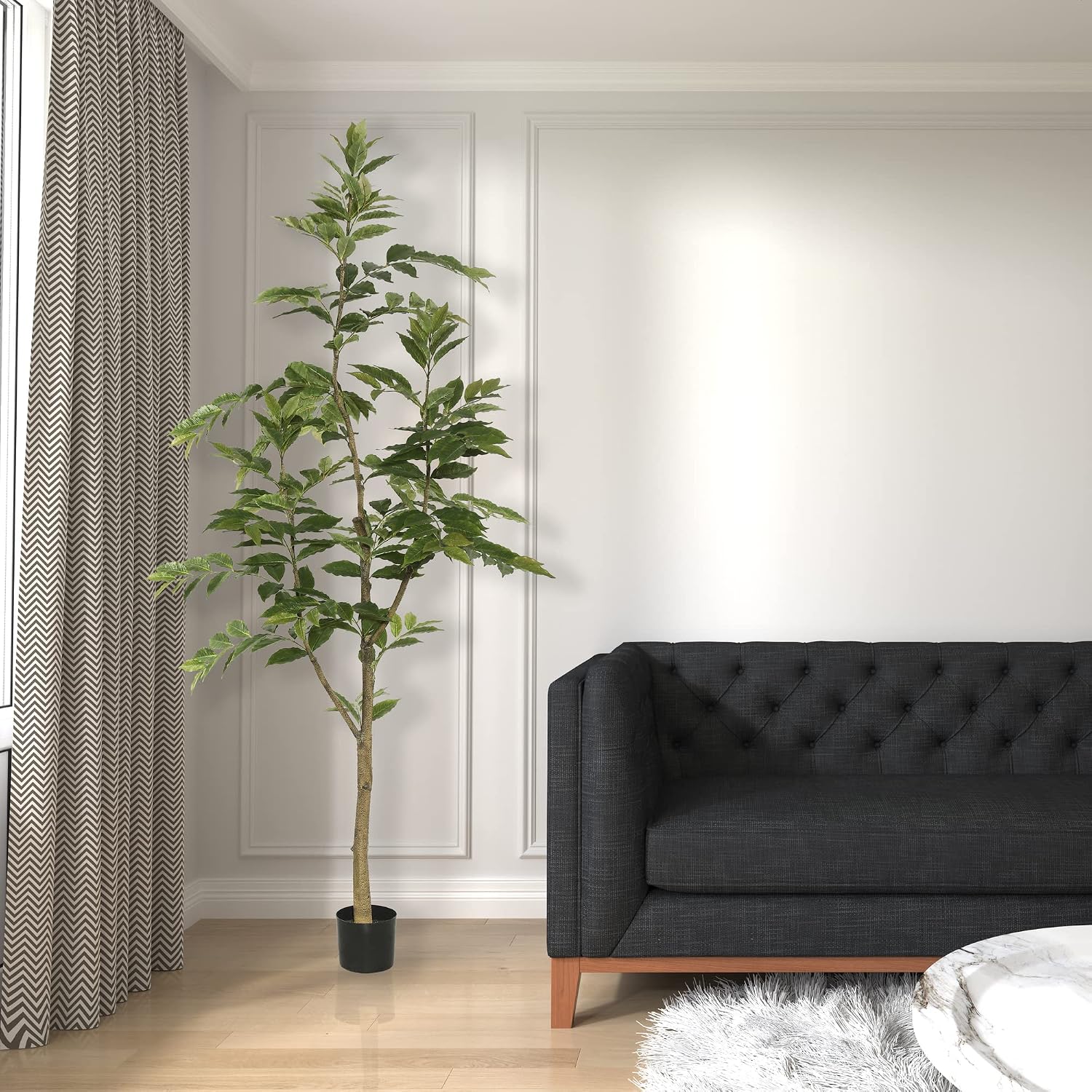 Vickerman 7' Realistic Potted Artificial Green Nandina Tree with 356 Leaves - Large Faux Indoor Tree for Artificial Plants and Fake Plants - Maintenance Free