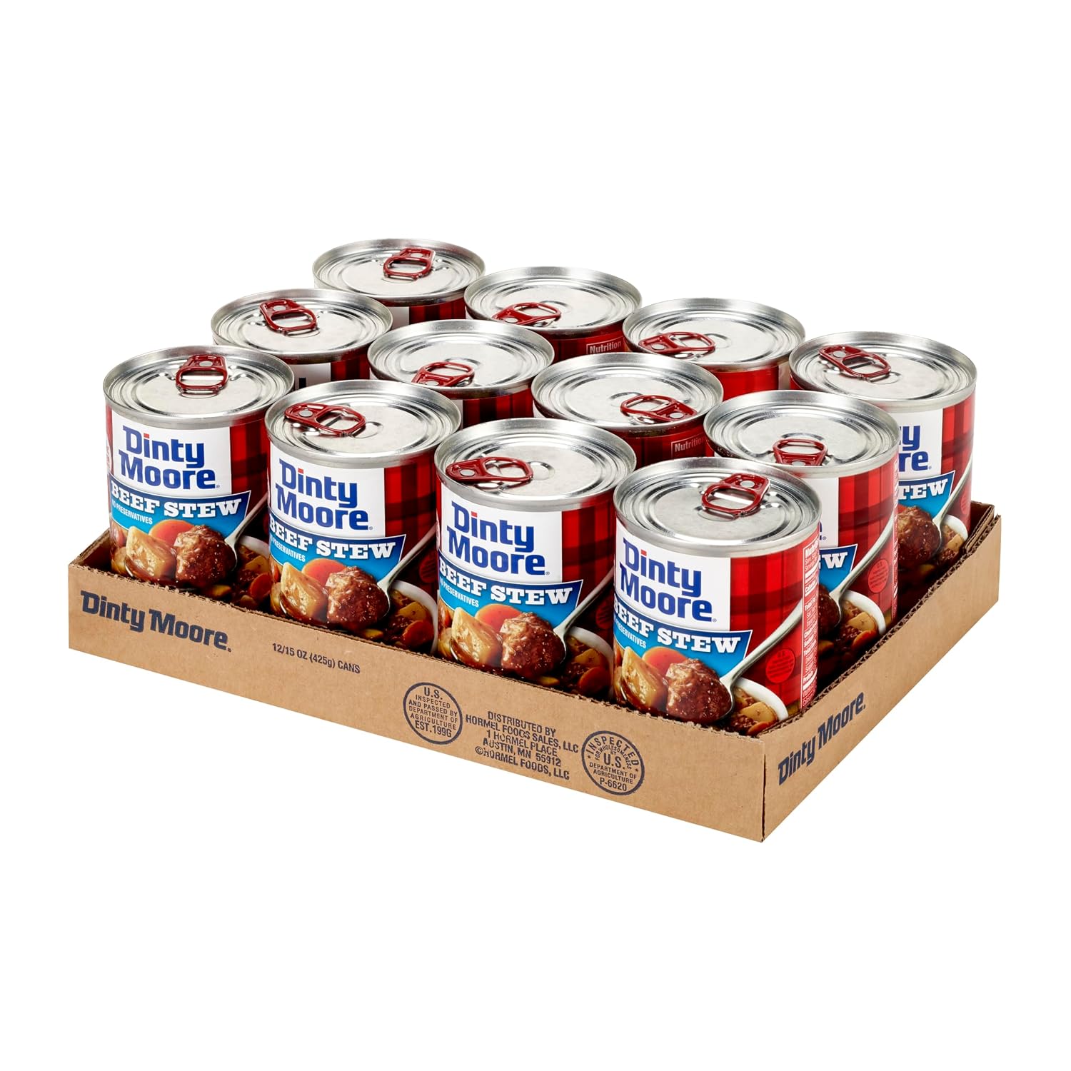 DINTY MOORE Beef Stew, 15 oz (12 Pack), With Fresh Potatoes & Carrots | Fully Cooked & Ready-To-Eat, Gluten-Free, 10g Protein, No Preservatives, Perfect for Noodles, Biscuits & Hot Pies