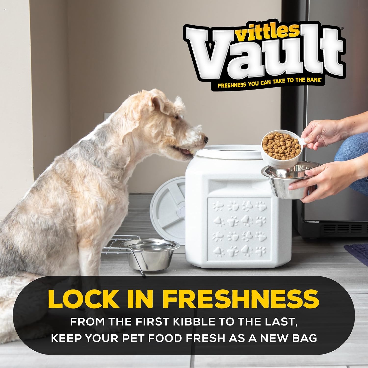 Gamma2 Vittles Vault Pet Food Storage Containers - Sealed Dog and Cat Food Storage Container, Fits up to 25lbs, Made in the USA - [12"L x 13.75"H] | Made in USA, 12 inch long by 13.75 inch tall, airtight lid keeps kibble fresh and pests out, a durable pa…