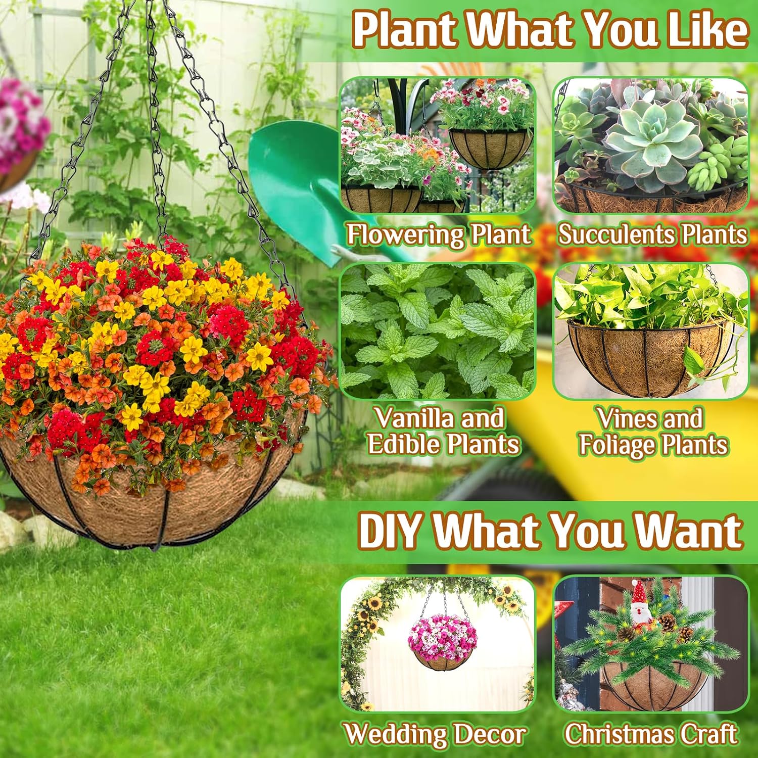 ZeeDix 3 Pack 10 Inch Metal Hanging Baskets