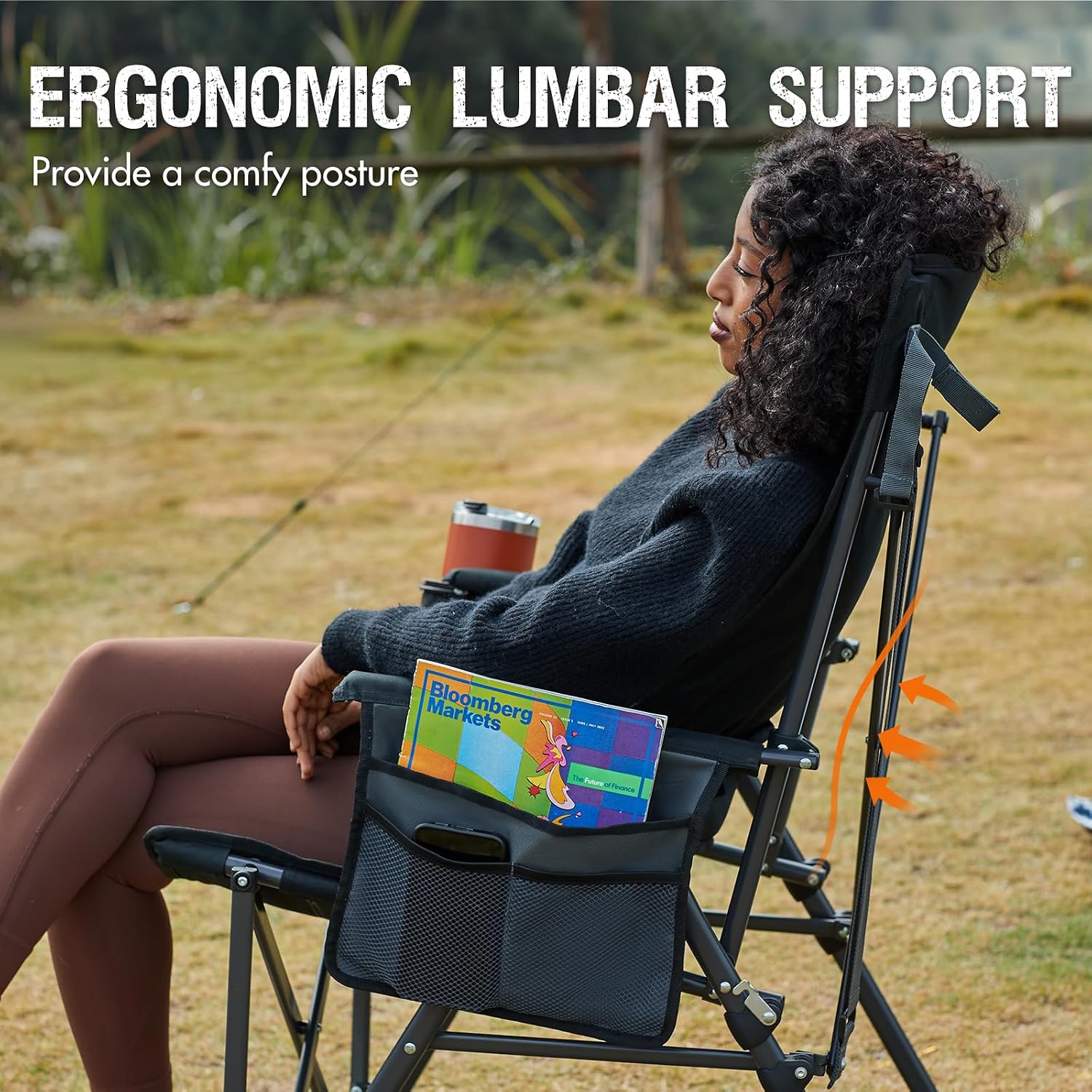 Portal Camping Chair with Lumbar Support for Adults Folding Portable High Back Oversized, 400LBS