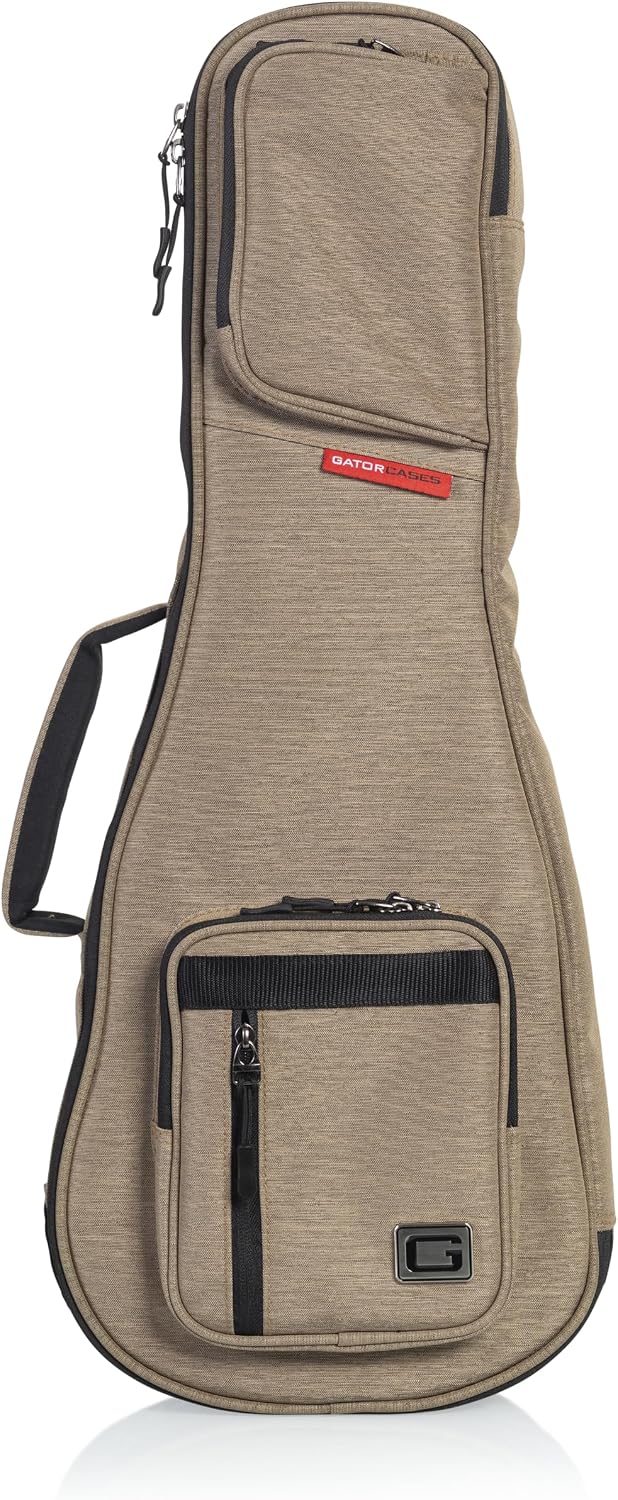 Gator Cases Transit Series Lightweight Bass Guitar Gig Bag with Back Pack Straps and Rubberized Base, Tan Exterior (GT-BASS-TAN)