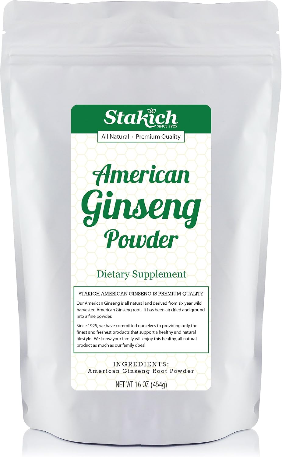 Stakich American Ginseng Root Powder - 100% Pure Root Powder - 1 lb