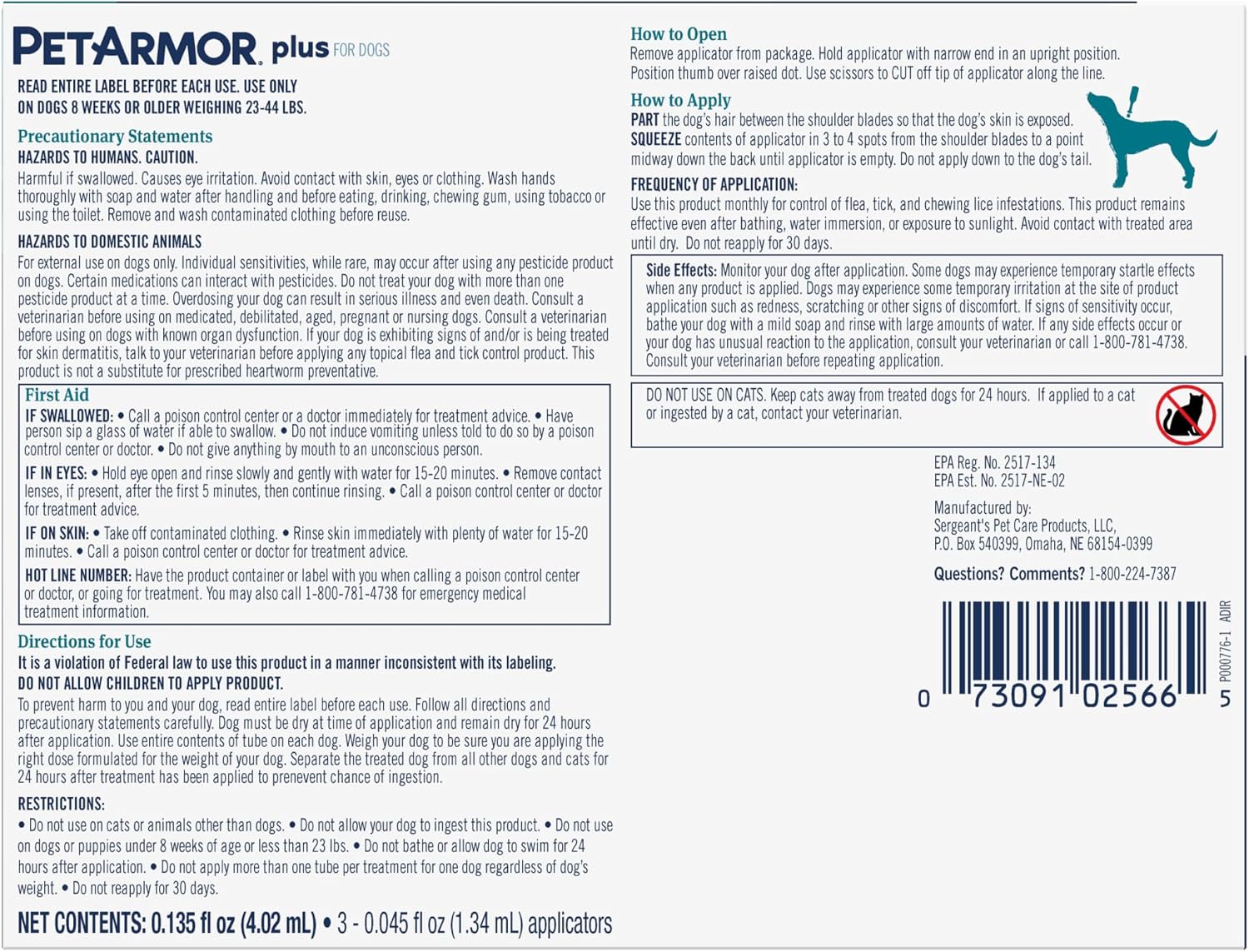 PetArmor Plus Flea and Tick Prevention for Dogs, Small Dog Flea and Tick Treatment, 3 Doses, Waterproof Topical, Fast Acting (5-22 lbs)