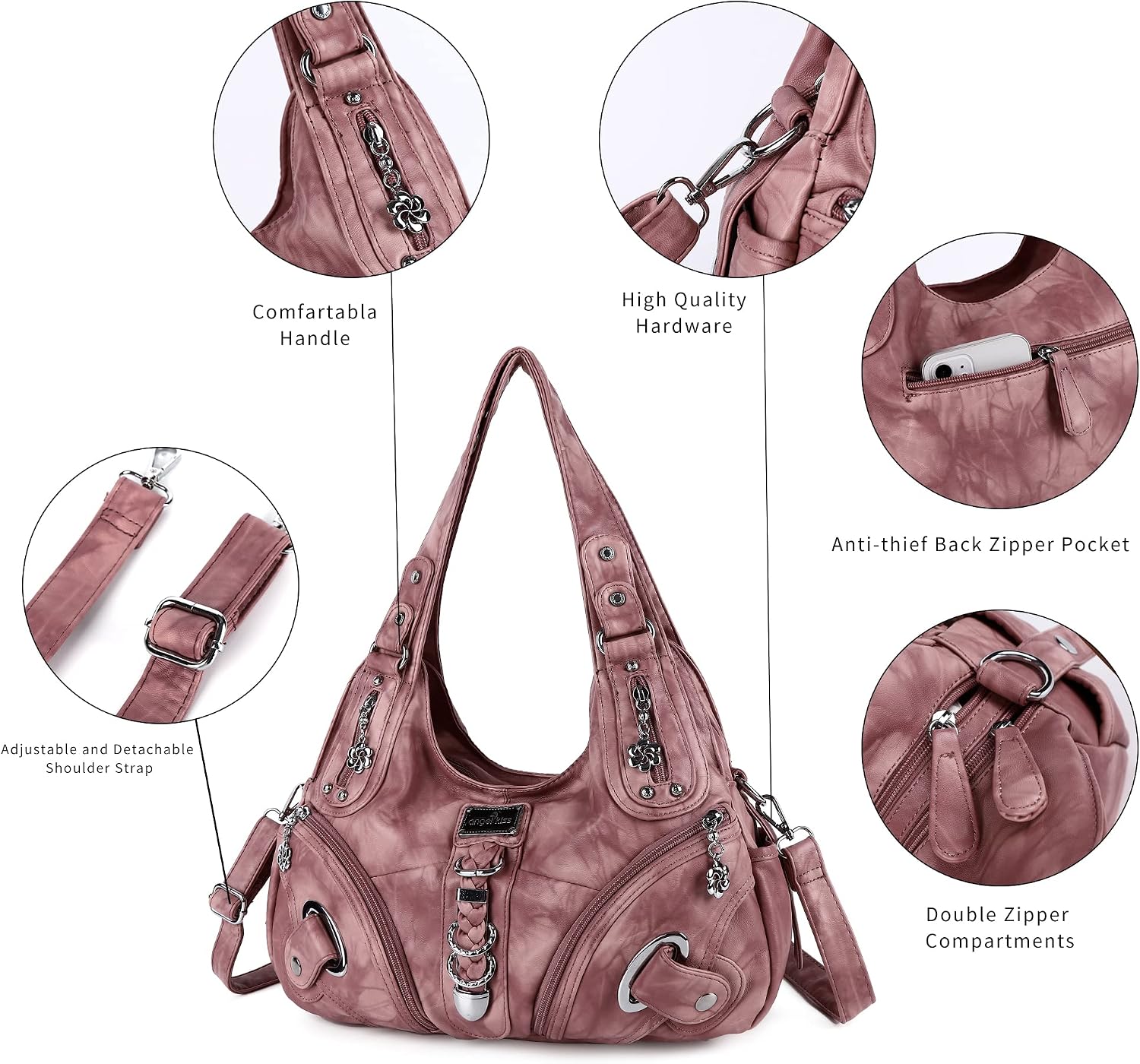 Angelkiss Hobo Purses and handbags for Women Satchel Handbag Women Purses Large Daily Shoulder Bags