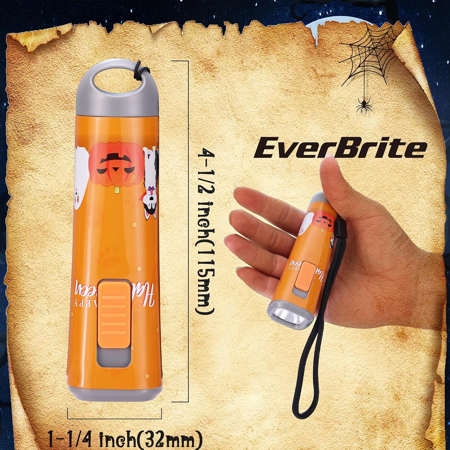 EverBrite Mini Flashlights 6-Pack Mix Colors, Batteries Included | Small, Lightweight, 18 AAA Batteries, 6-Color Set, 9-LED, Wrist Lanyards, for Home, Camping & Emergency use, Holiday Gifts