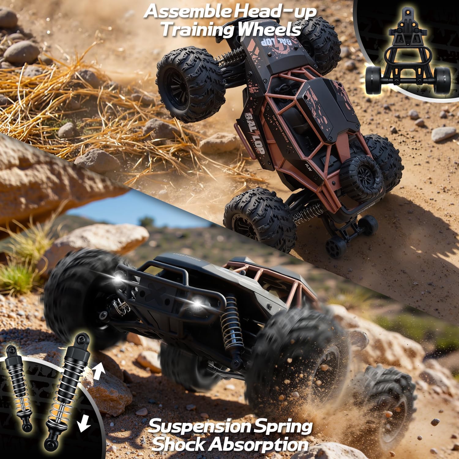 1:16 RC Cars for Adult,45km/h 4WD Off-Road Remote Control Car All-Terrain Fast RC Truck with Two 1500mAh Batteries