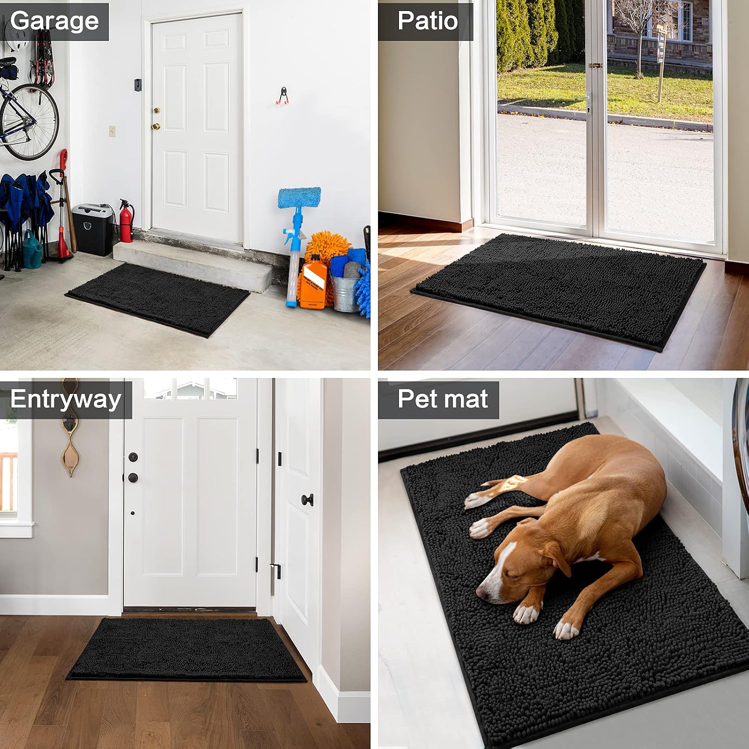 HOMEIDEAS Dog Door Mat for Muddy Paws 30x20, Absorbs Moisture and Dirt, Non-Slip Washable Doormat, Soft Chenille Mud Mat for Dogs