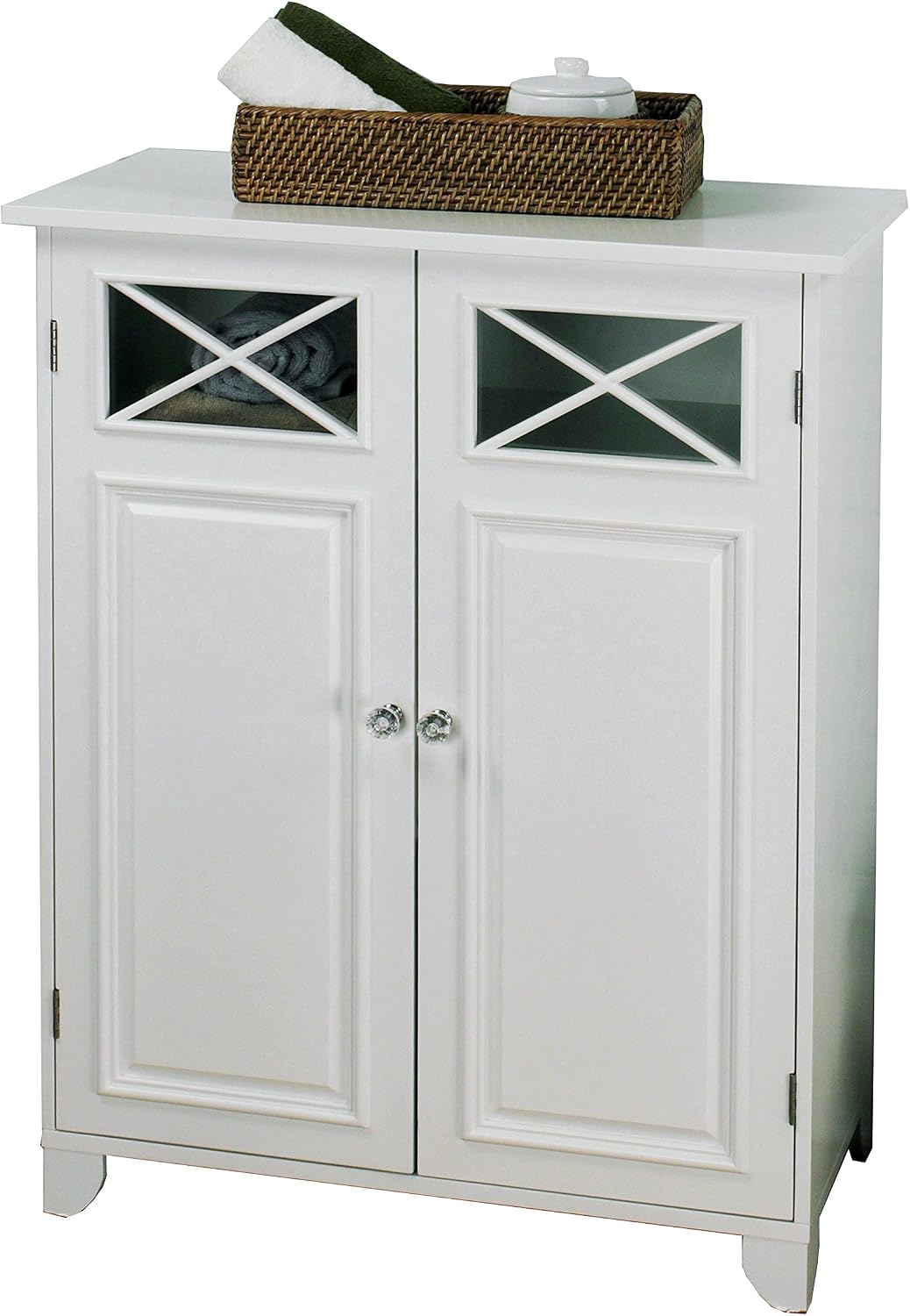 Teamson Home Florence 26 in. x 32 in. 2-Door Freestanding Wooden Floor Cabinet with Adjustable Shelves for Storage Solutions in Bathrooms, Kitchens, Laundry Rooms, Home Offices, White | Freestanding Wooden, Adjustable Shelves, For Bathrooms, Kitchens, La…