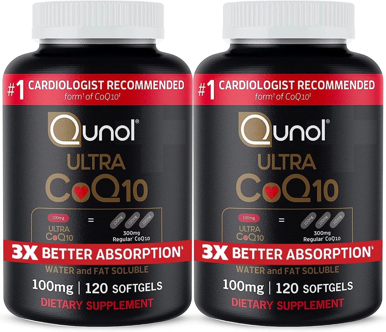 Qunol Ultra CoQ10 100mg, 3X Better Absorption, Antioxidant, 240 Softgels | #1 Cardiologist Recommended Supplement for Heart Health, Coenzyme Q10 Supplement to support Vascular Health & Cellular Energy