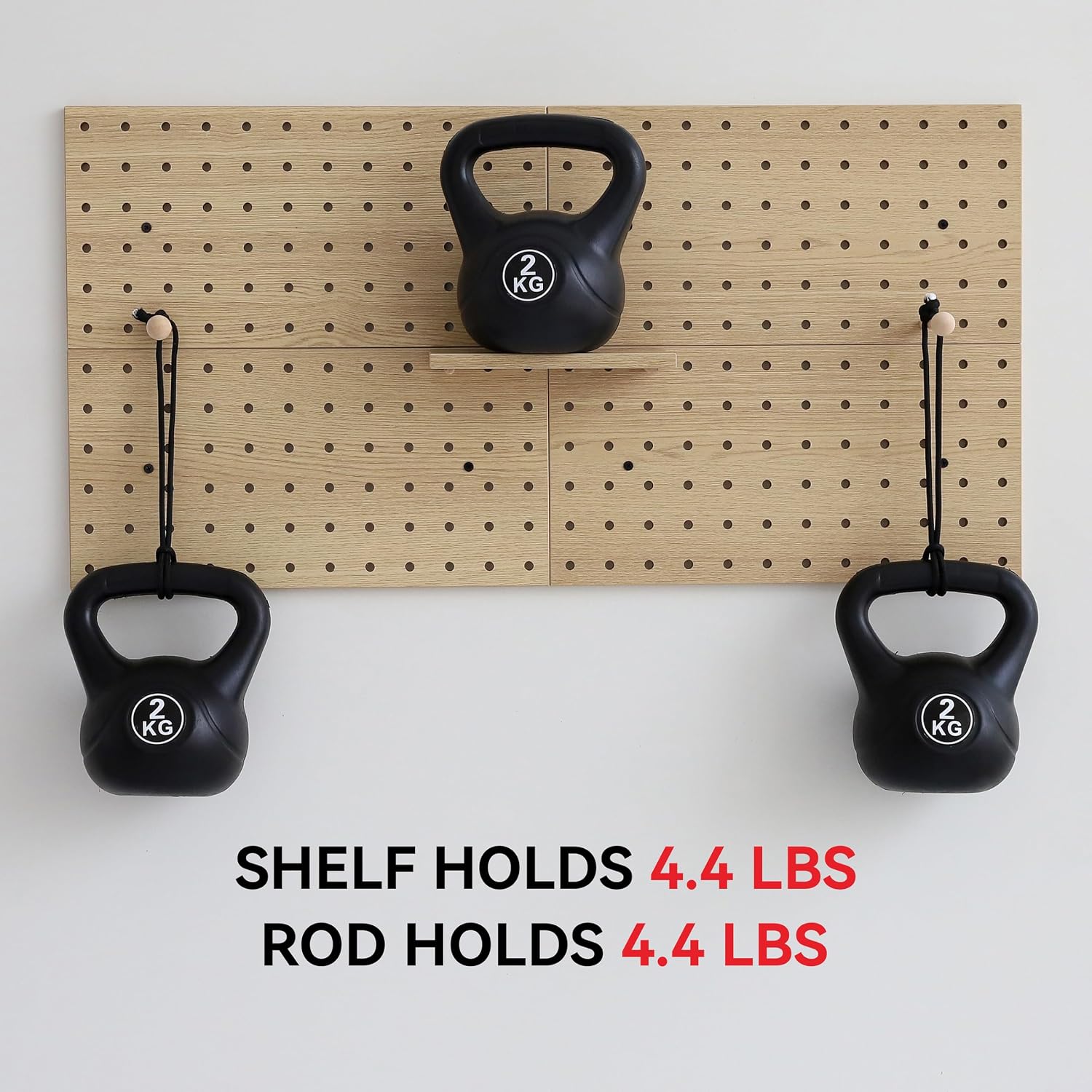 Wooden Pegboard Modular Display Organization Storage Wall Hooks Shelf(Color:Oak)