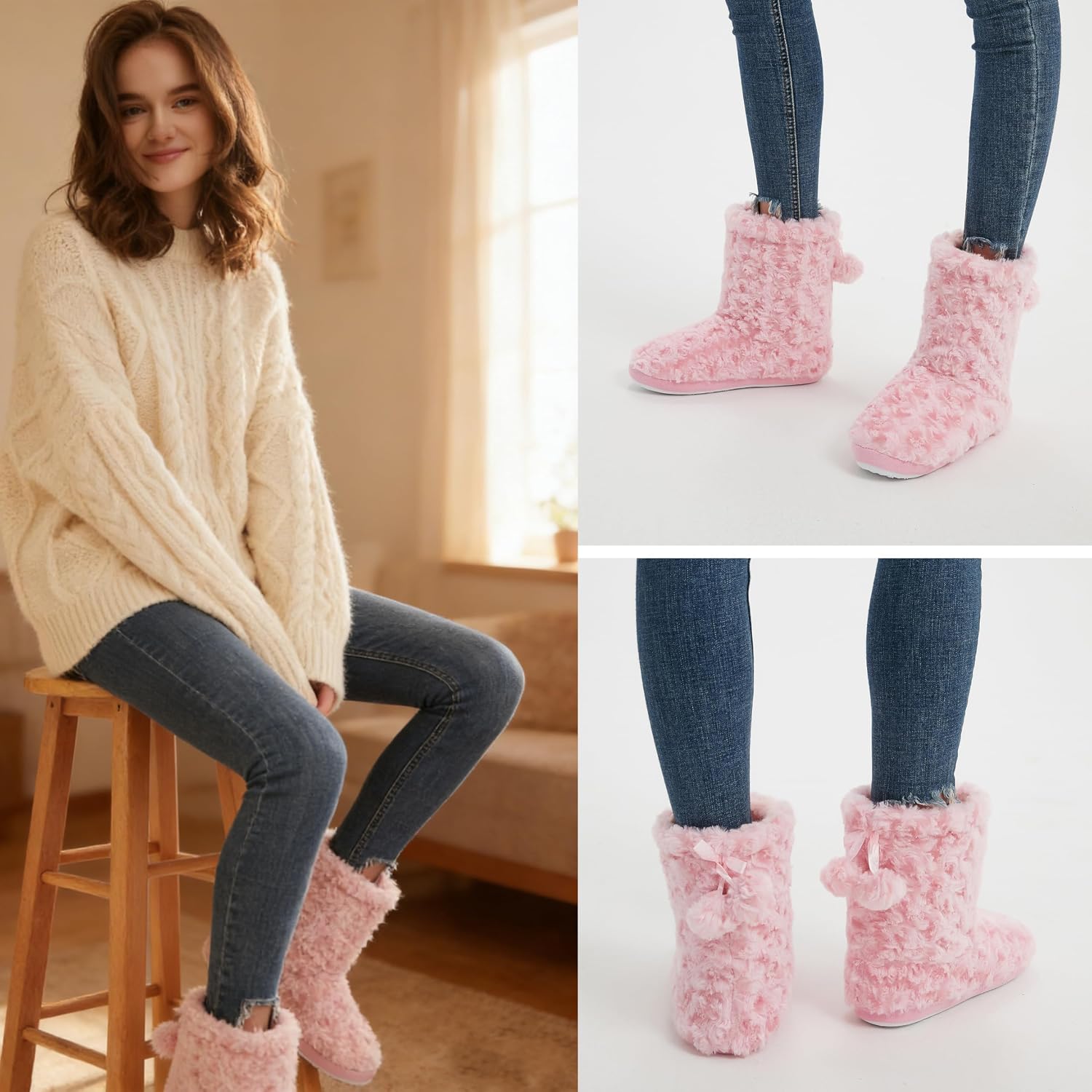Home Slipper Women's Soft Fleece Plush Warm Indoor House Slipper Boots Shoes