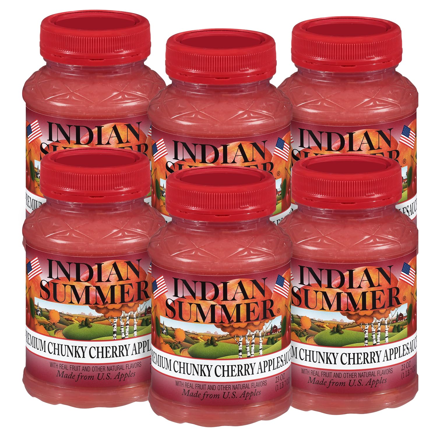 Indian Summer Chunky Peach Applesauce, 23 Ounce (Pack of 6), Made in USA