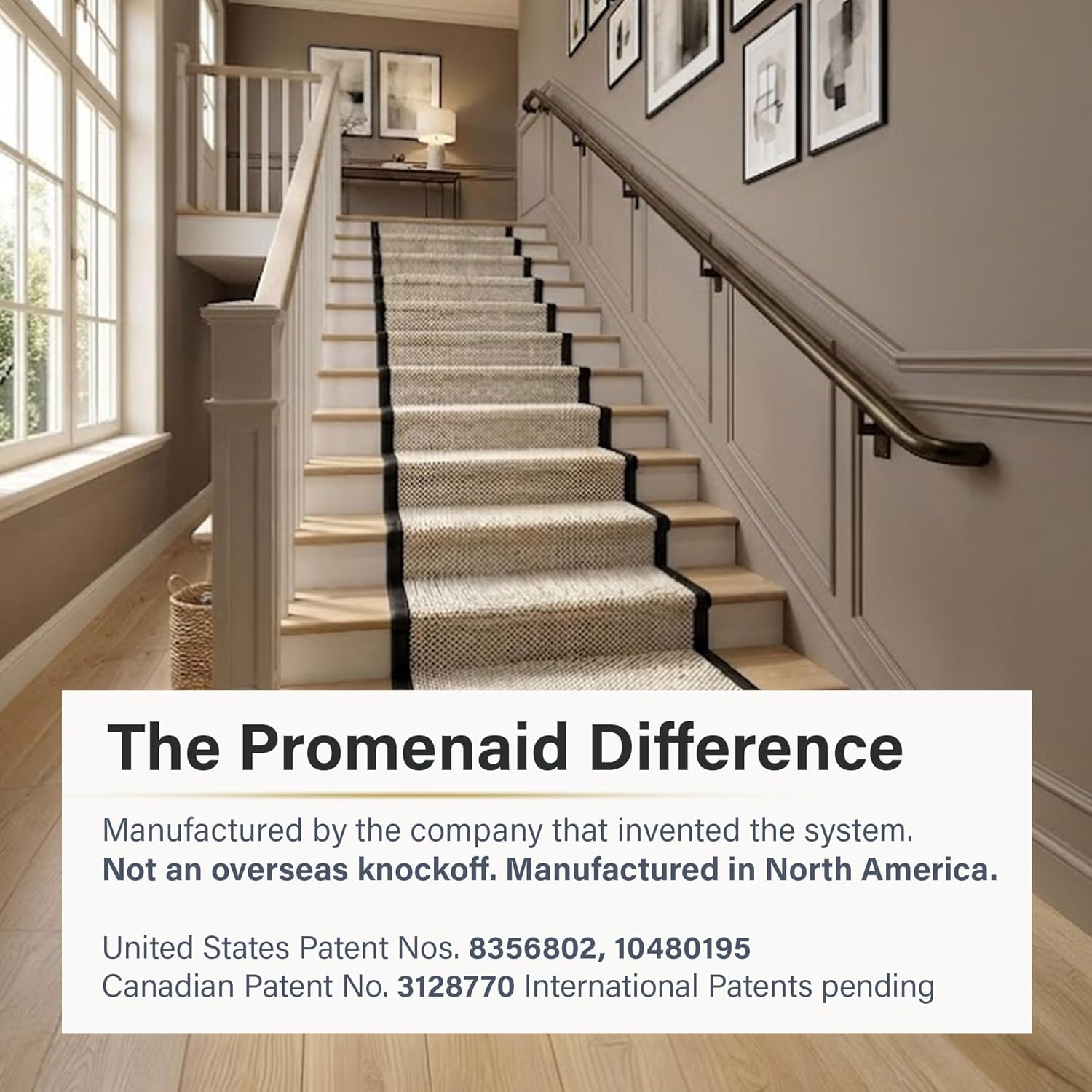 Promenaid Silver 5ft ADA Handrail Kit - Complete Indoor/Outdoor Stair Handrail - 1.6" Round Satin-Anodized Aluminum Railing with 3 Silver Painted
