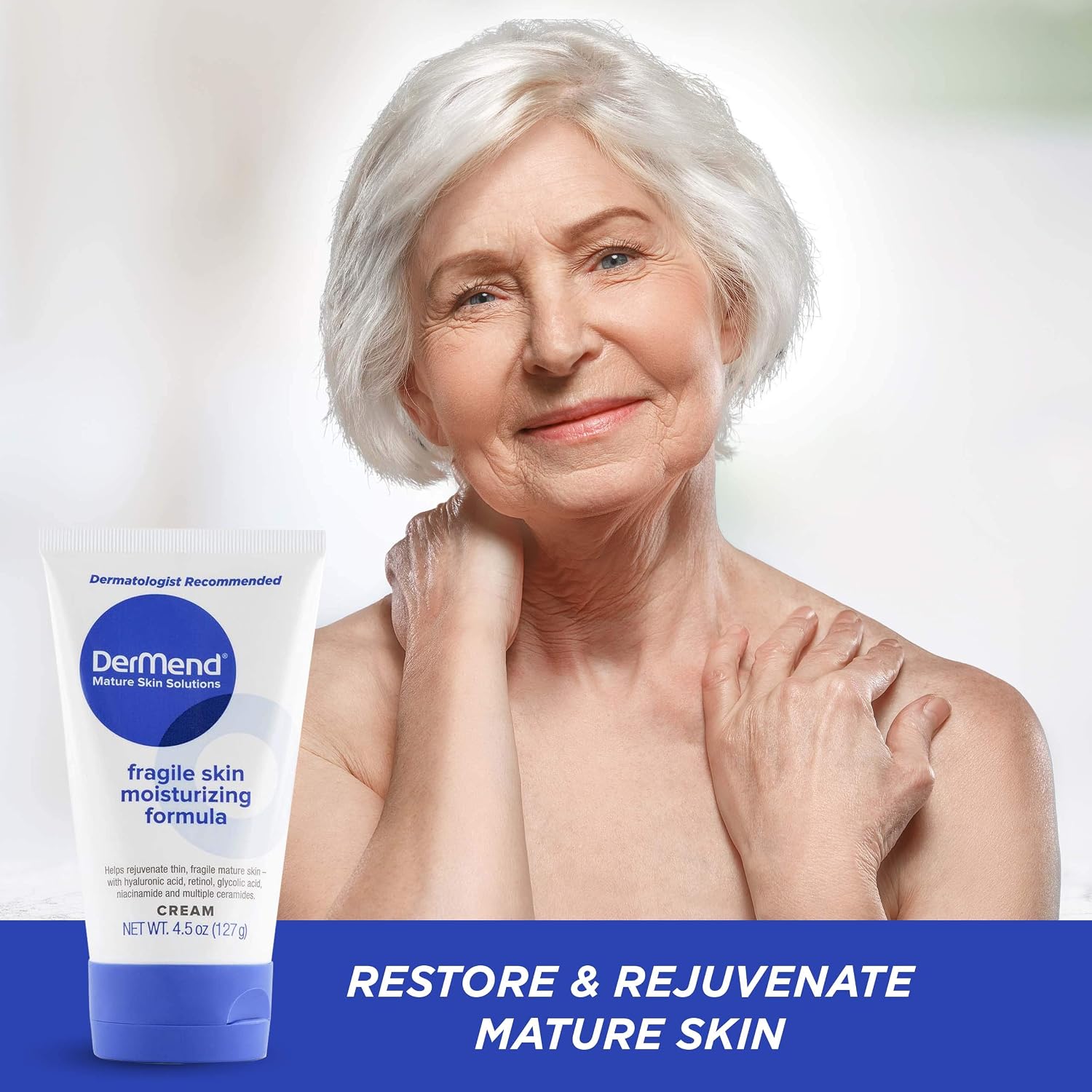 DerMend Fragile Skin Moisturizer 4.5 oz - Firms Aging Skin & Mature Skin | Specialized Formula to Restore & Rejuvenate Mature Skin