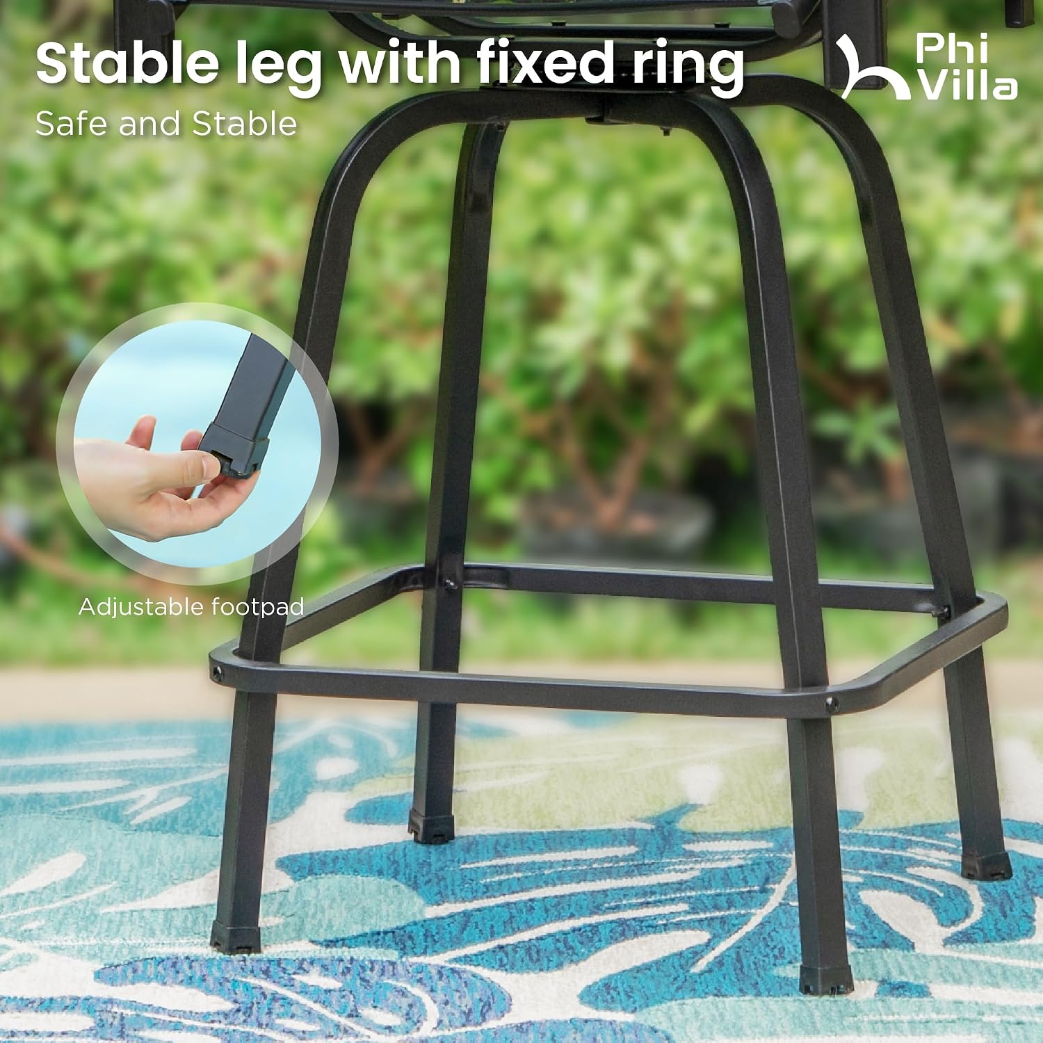 PHI VILLA Bar Height Patio Table and Chairs Set for 2