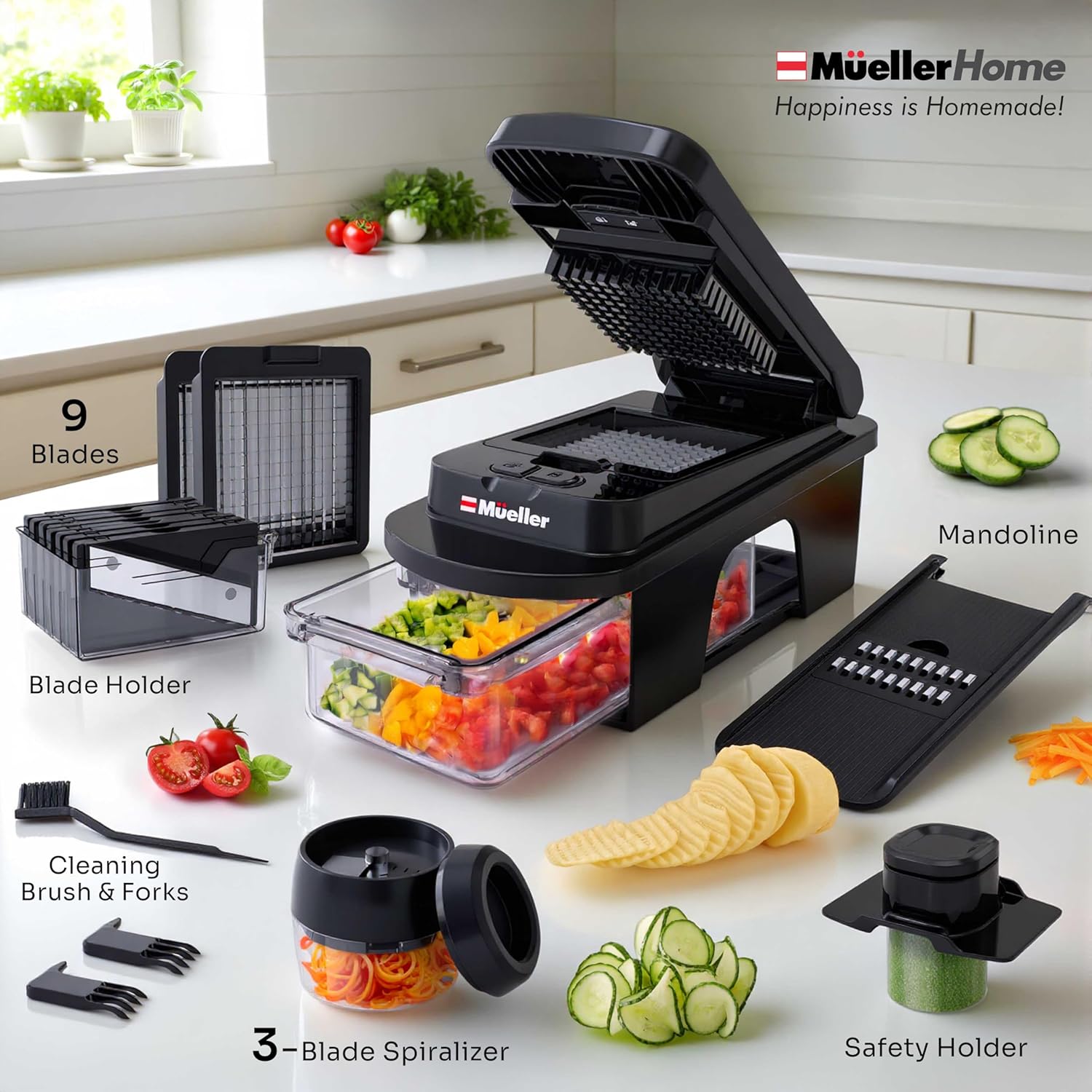 Mueller The Real Original Pro Vegetable Chopper & Mandoline Slicer, 10-in-1