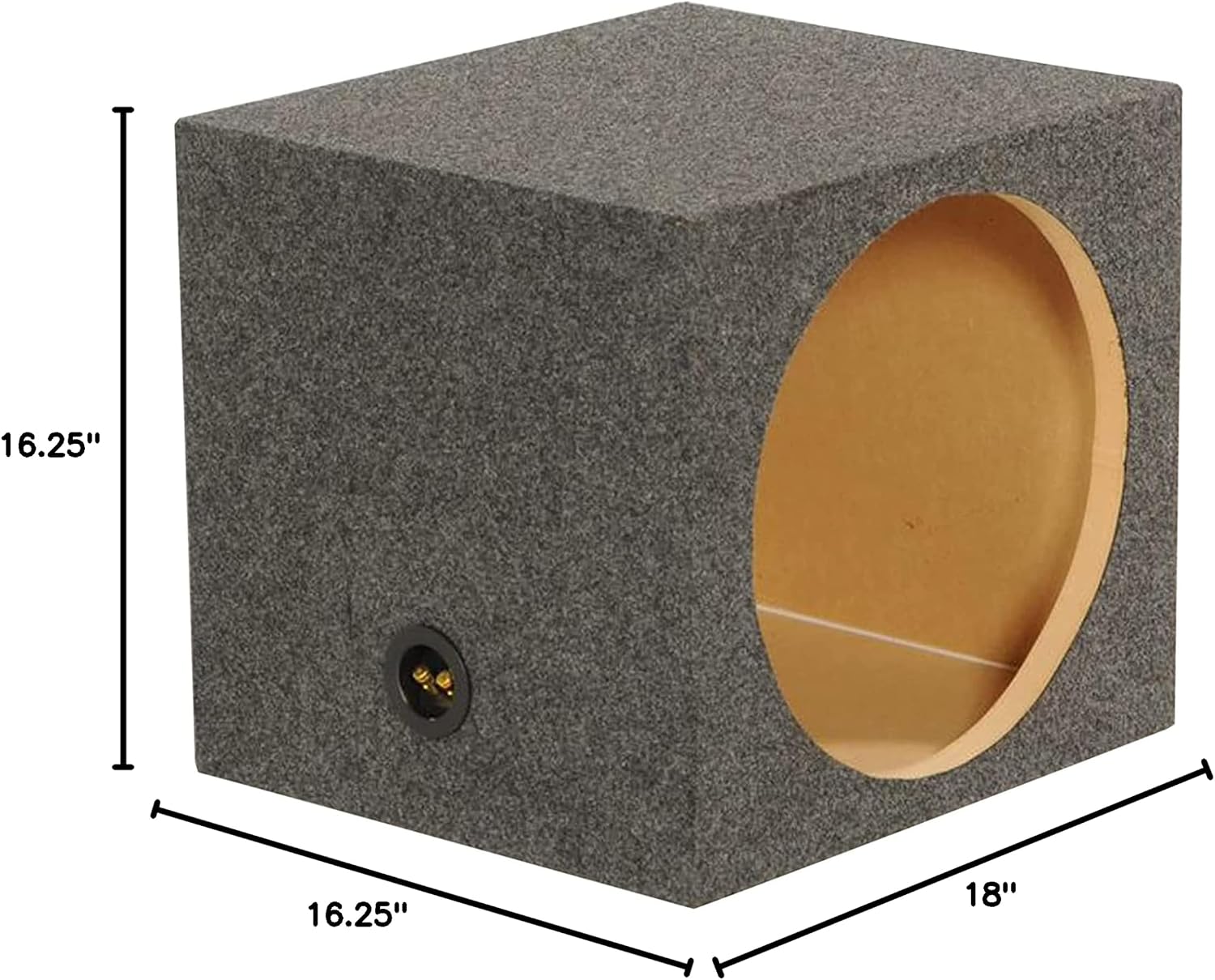 QPower 15 Inch Heavy-Duty Single Vented Carpet Covered Durable Car Audio Vehicle Subwoofer Enclosure Woofer Box, Charcoal Gray