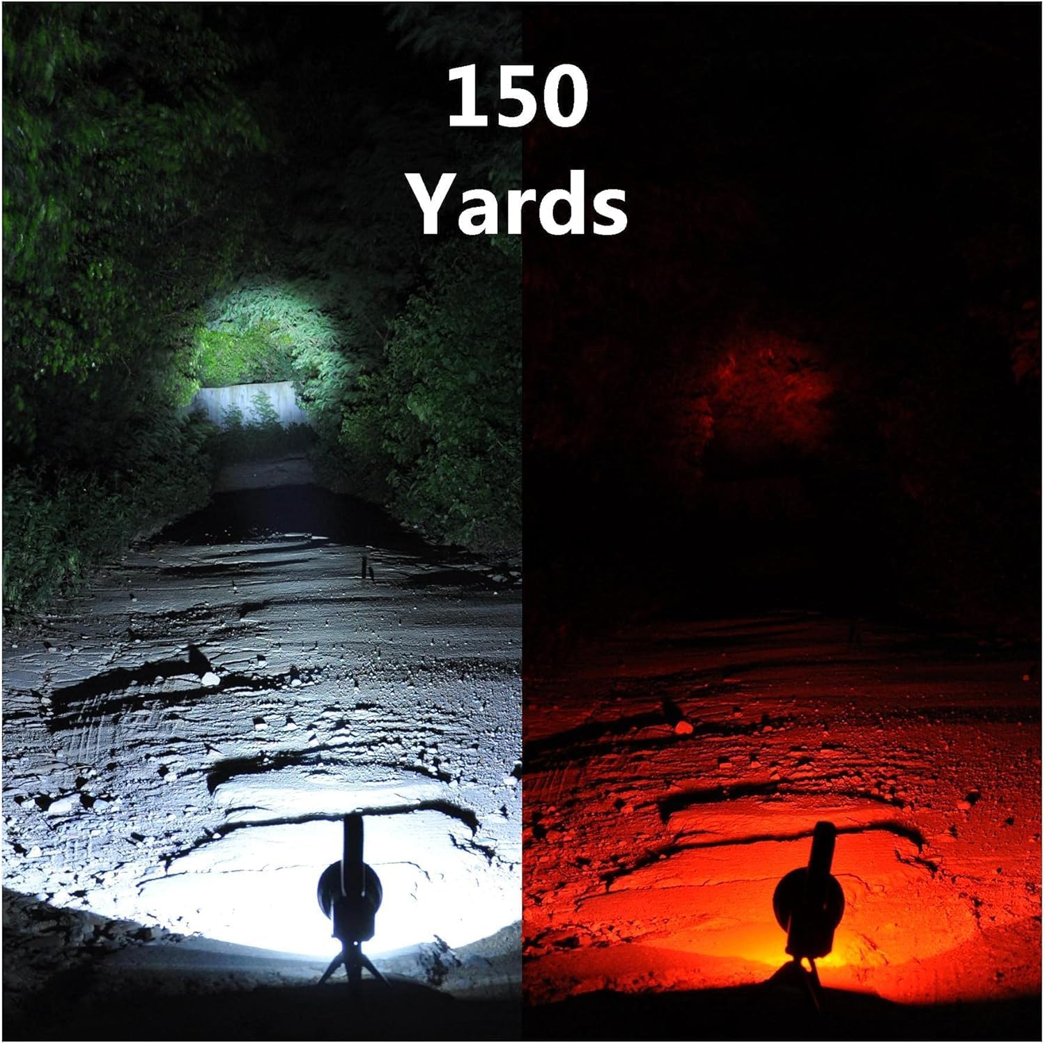 BIGSUN Q953 Rechargeable Spotlight,100000 High Lumen LED Flashlightv with COB Flood Light, Built-in 10,000 mAh Li-Ion Battery for Patrol, Working, Hunting, Red Lens and Tripod